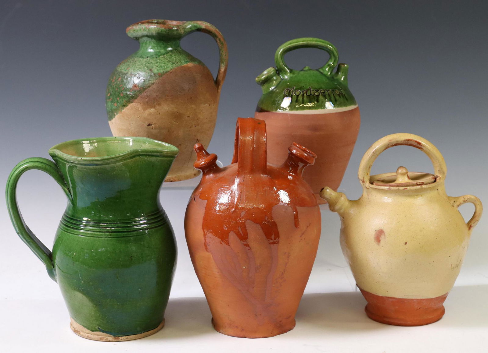 (5) FRENCH PROVINCIAL GLAZED EARTHENWARE VESSELS (1 of 9)