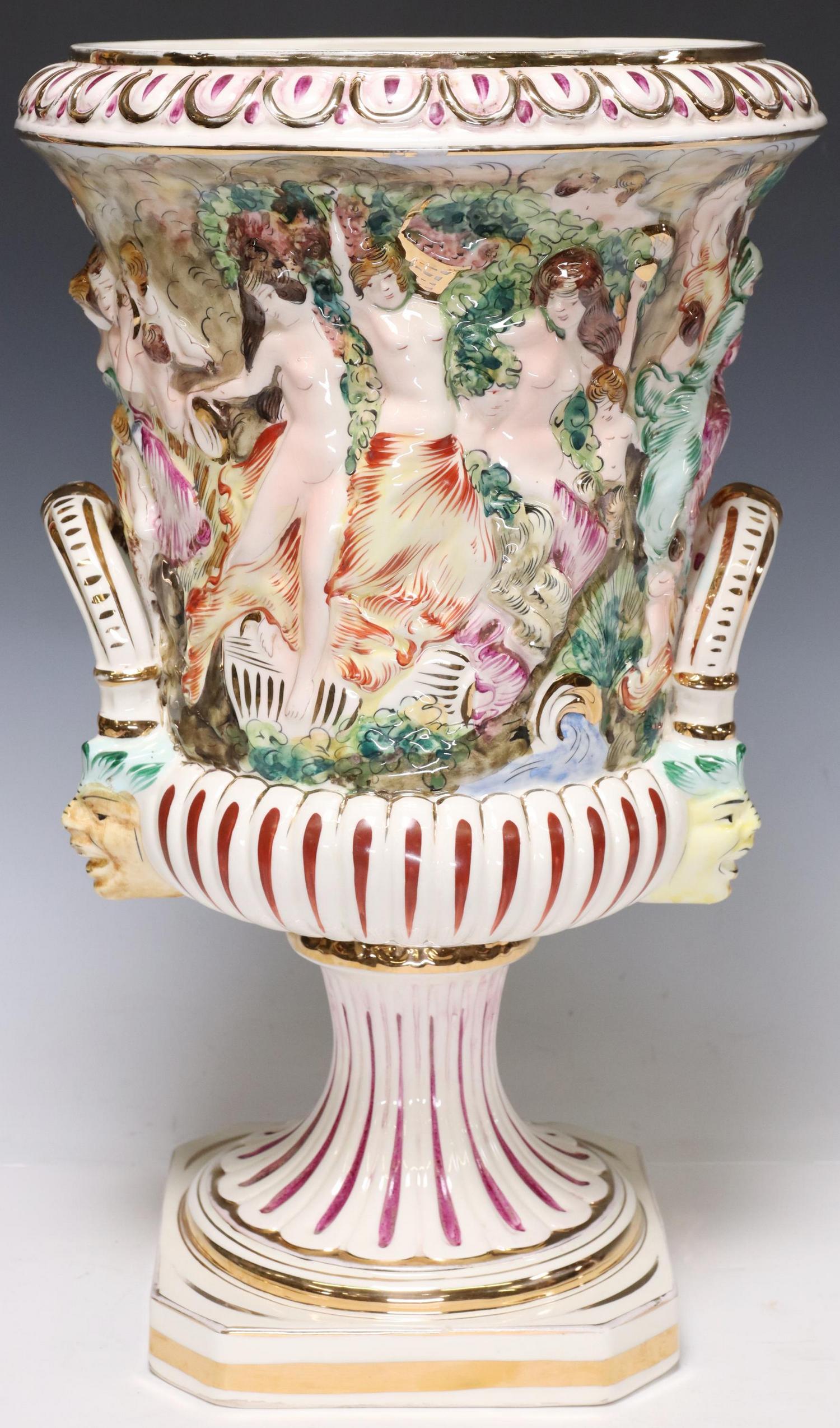 LARGE ITALIAN CAPODIMONTE PORCELAIN VASE, 19.5"H (1 of 6)