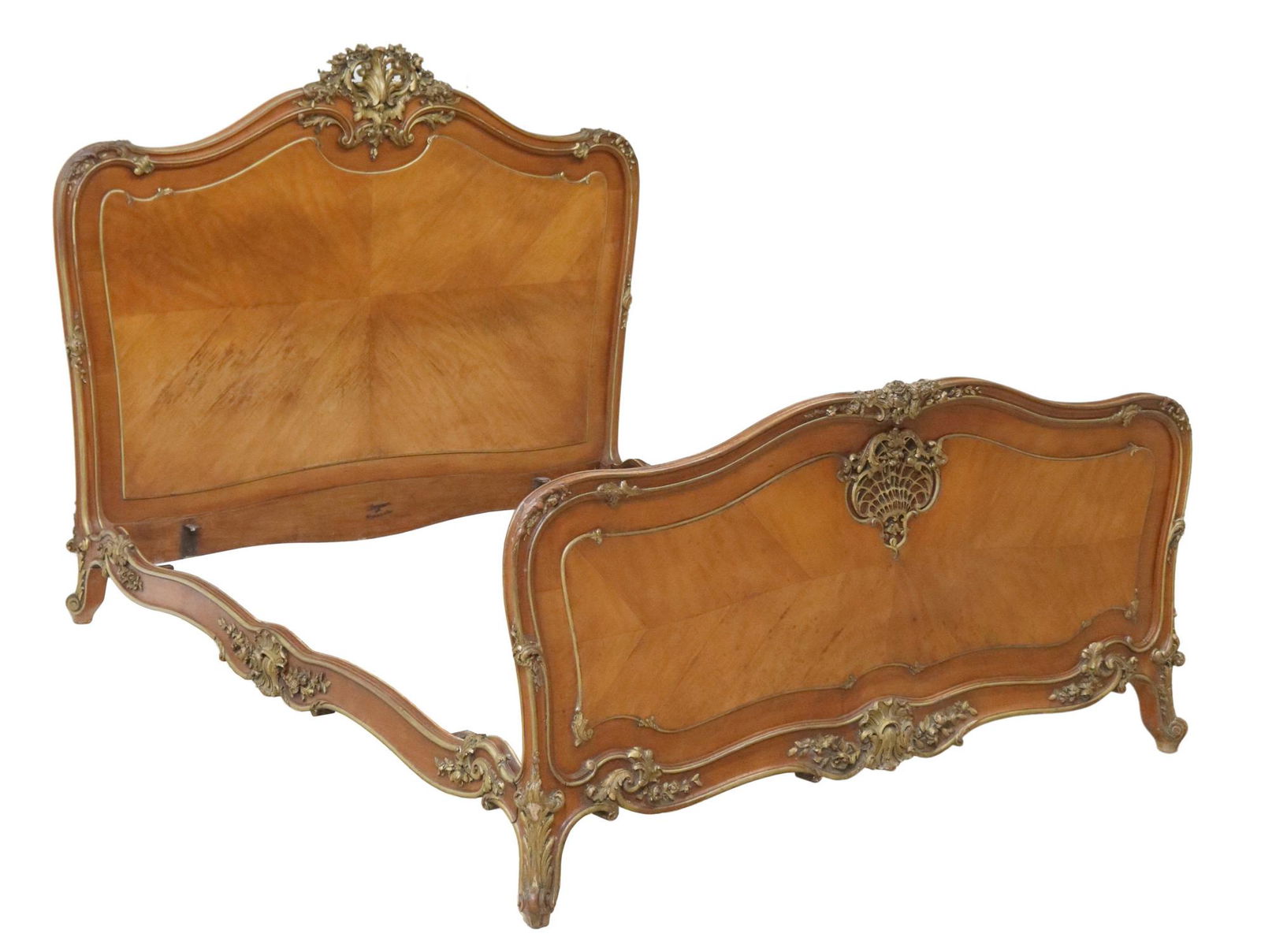EXCEPTIONAL SIGNED LOUIS XV STYLE PARCEL GILT BED (1 of 4)