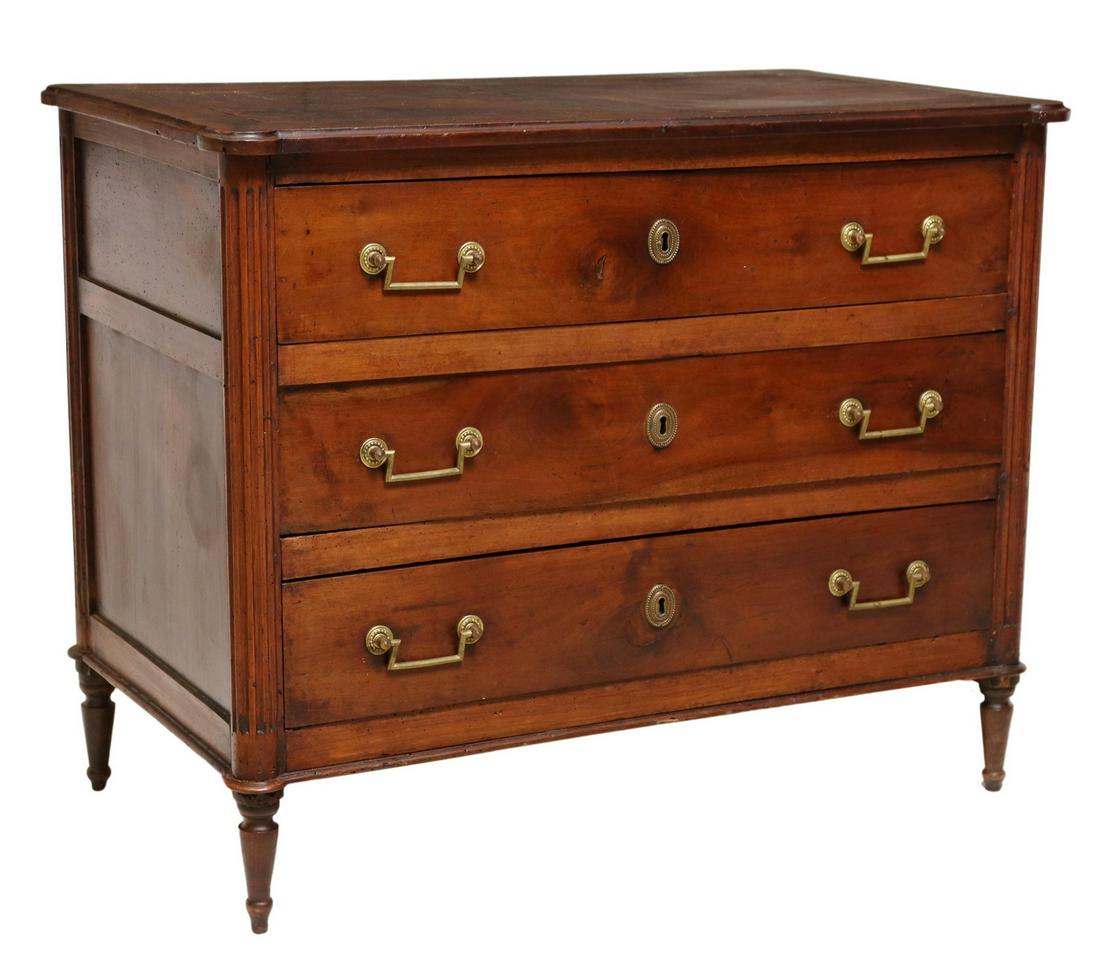 FRENCH LOUIS XVI STYLE WALNUT COMMODE (1 of 5)