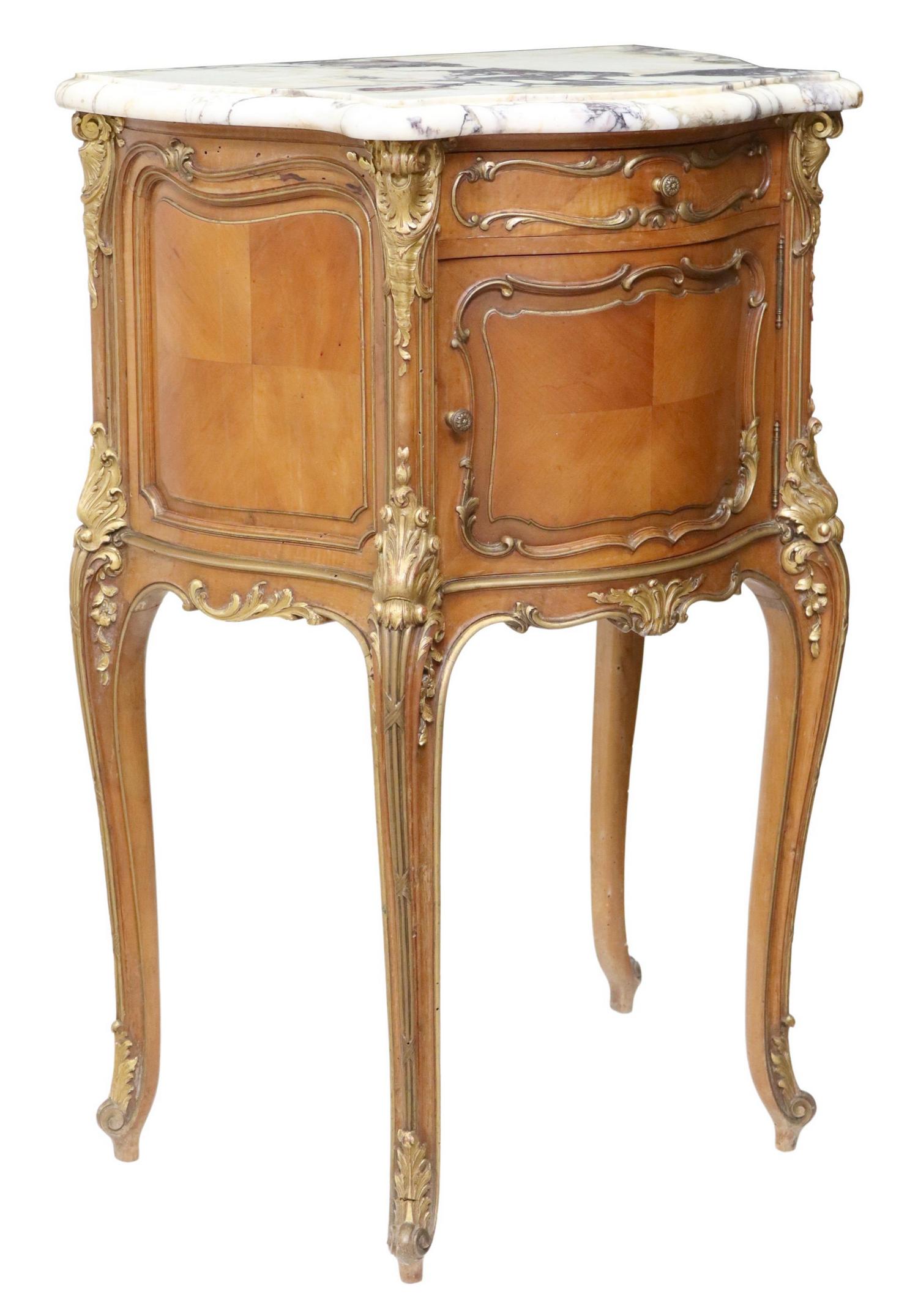FRENCH LOUIS XV STYLE MARBLE-TOP NIGHTSTAND (1 of 6)