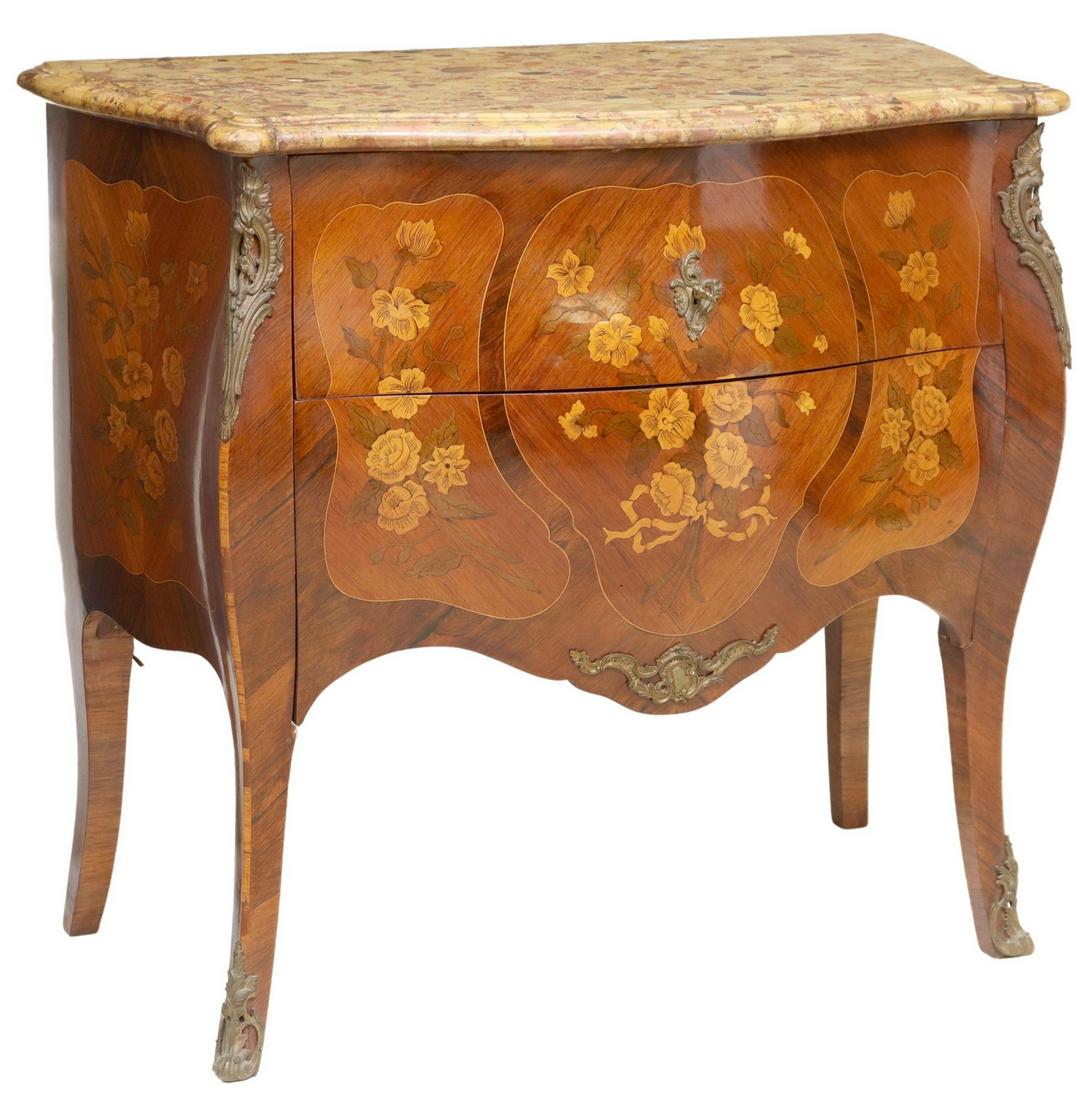 FRENCH LOUIS XV STYLE MARQUETRY COMMODE (1 of 5)