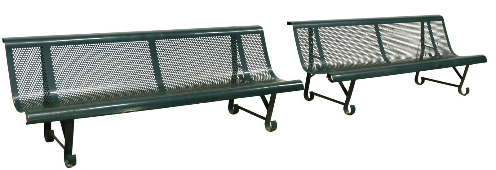 (2) GREEN-PAINTED IRON PARK BENCHES (1 of 4)