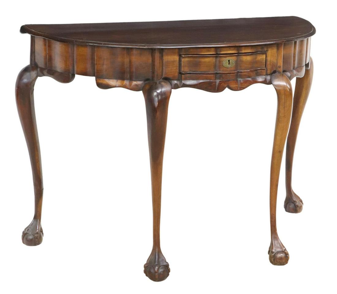 CHIPPENDALE STYLE CLAW-AND-BALL DEMILUNE CONSOLE (1 of 5)