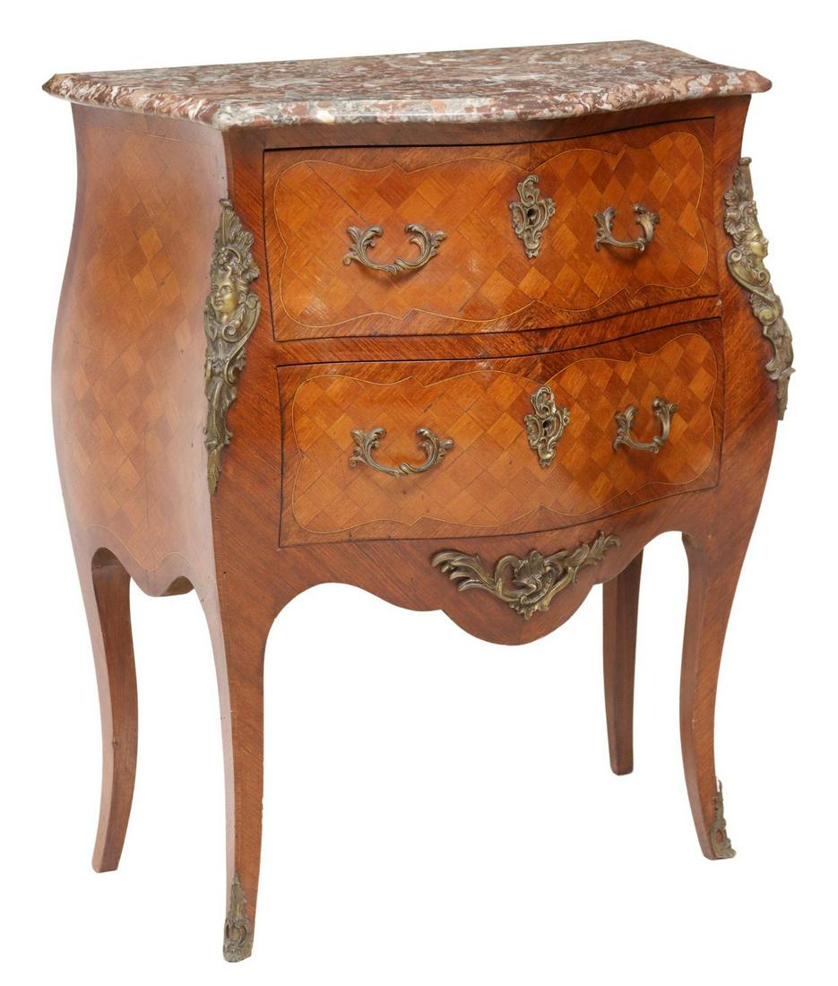 PETITE FRENCH LOUIS XV STYLE MARBLE-TOP COMMODE (1 of 5)