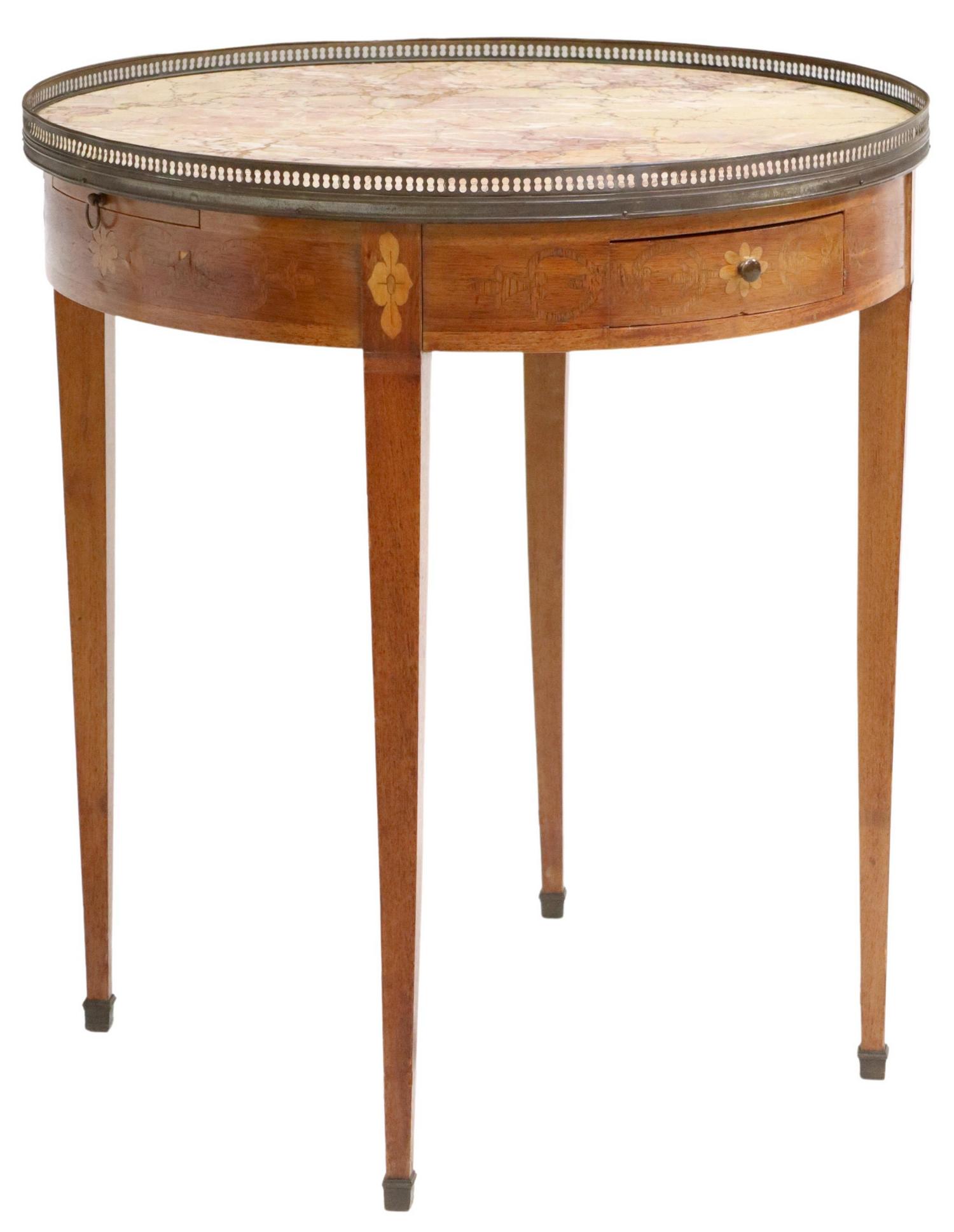 LOUIS XVI STYLE MARBLE-TOP BOUILLOTTE TABLE (1 of 5)