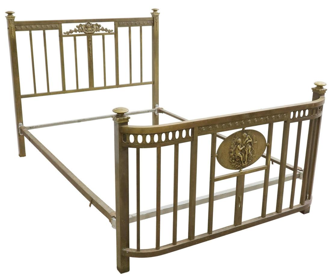 ANTIQUE BRASS BED WITH CLASSICAL MAIDENS (1 of 4)