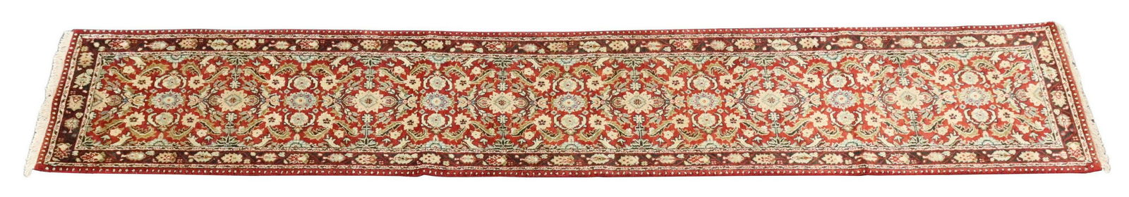 HAND-TIED TABRIZ RUNNER, PAKISTAN, 13'6.5" X 2'6" (1 of 4)