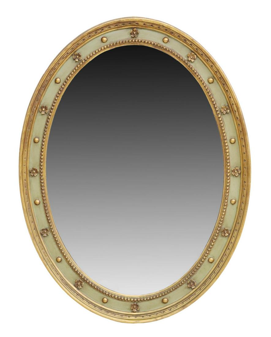 ITALIAN PARCEL GILT & PAINTED OVAL WALL MIRROR (1 of 3)