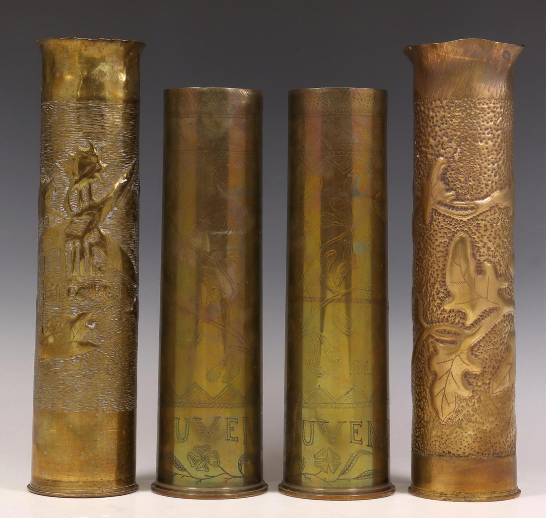 4) FRENCH WWI-ERA TRENCH ART ARTILLERY SHELL VASES (1 of 3)