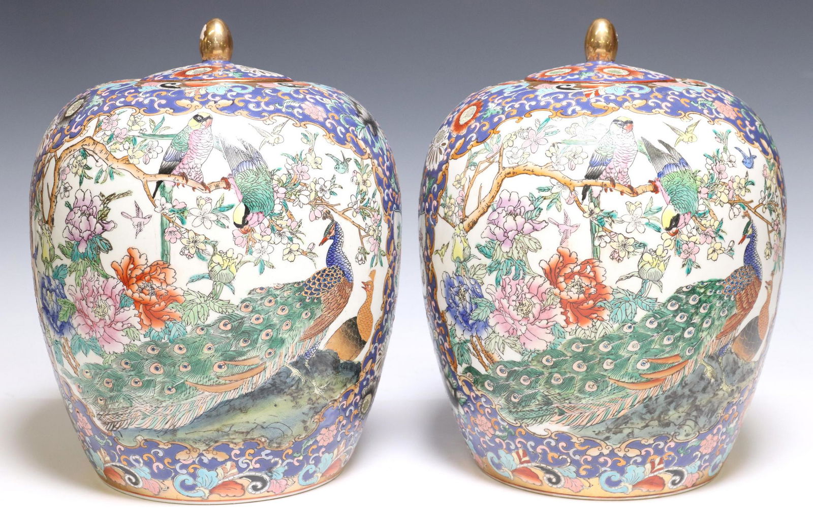(2) CHINESE FAMILLE ROSE PORCELAIN MELON JARS (1 of 4)