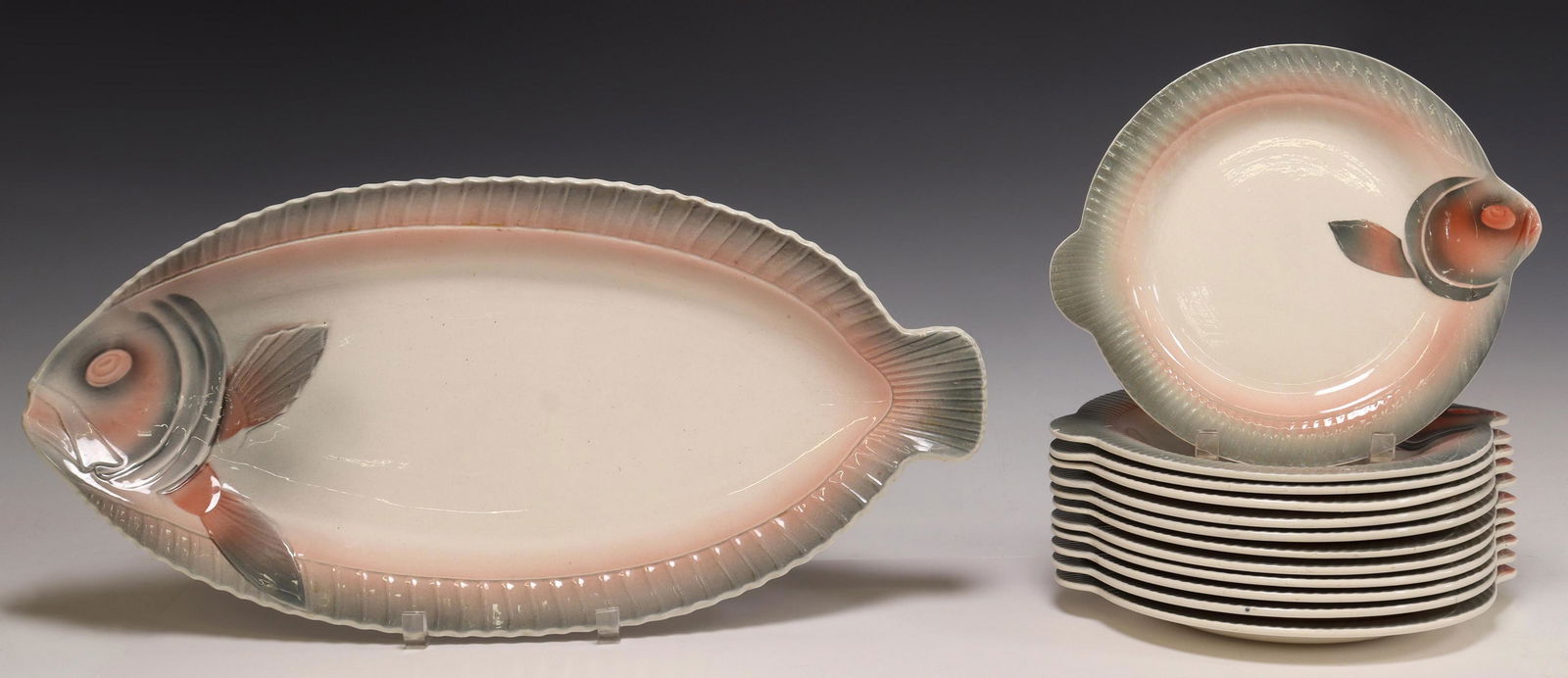 (13) FRENCH SARREGUEMINES FAIENCE FISH SERVICE (1 of 4)