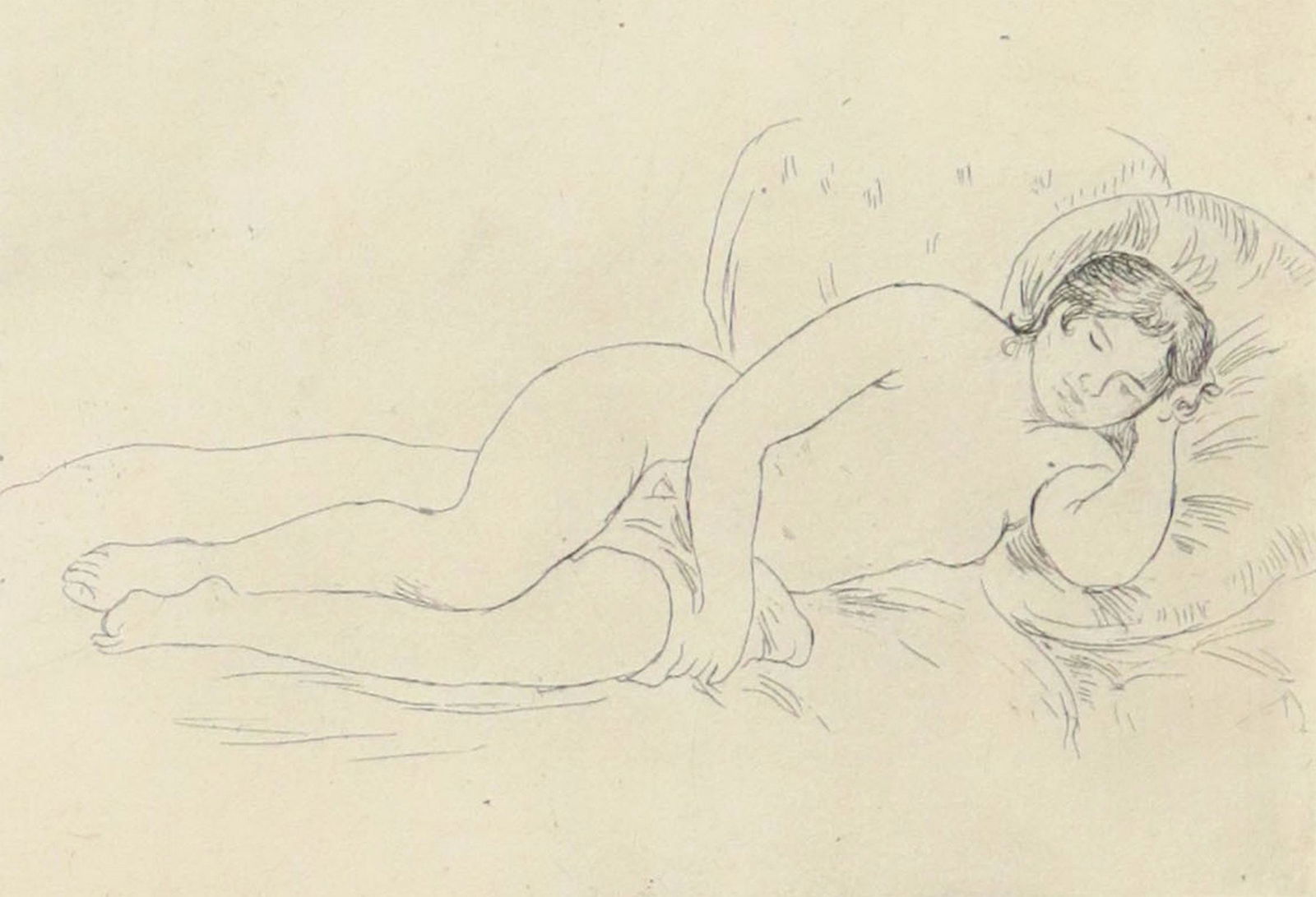 AFTER PIERRE-AUGUSTE RENOIR ETCHING, FEMME COUCHEE (1 of 3)