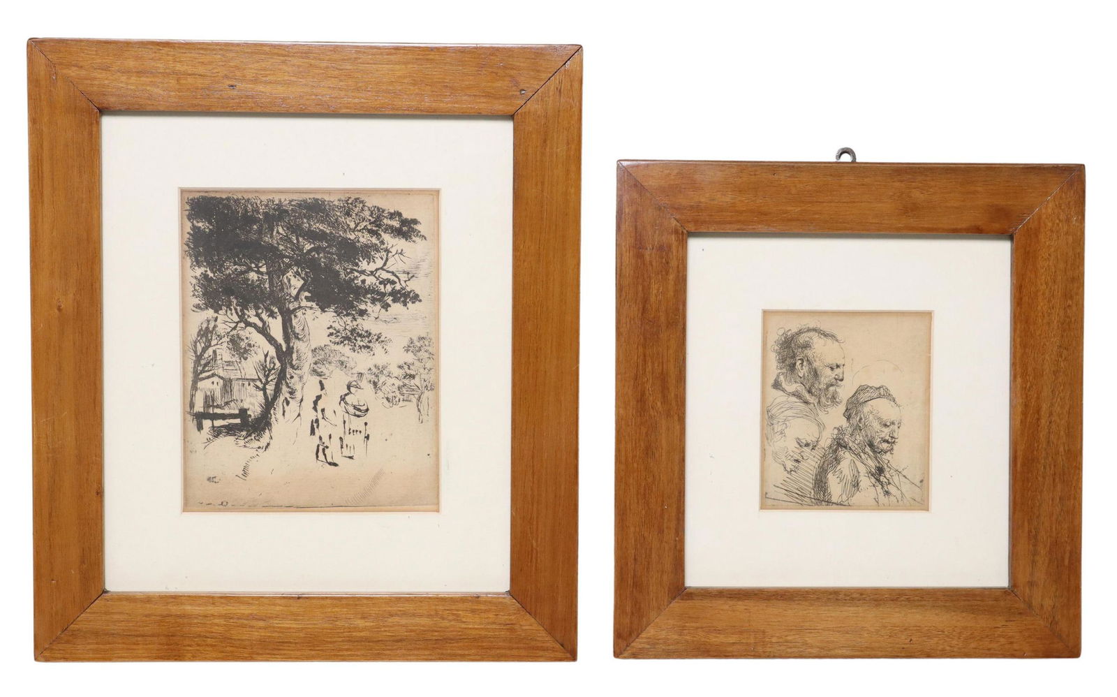 (2) AFTER REMBRANDT ETCHING THREE STUDIES OF HEADS (1 of 5)