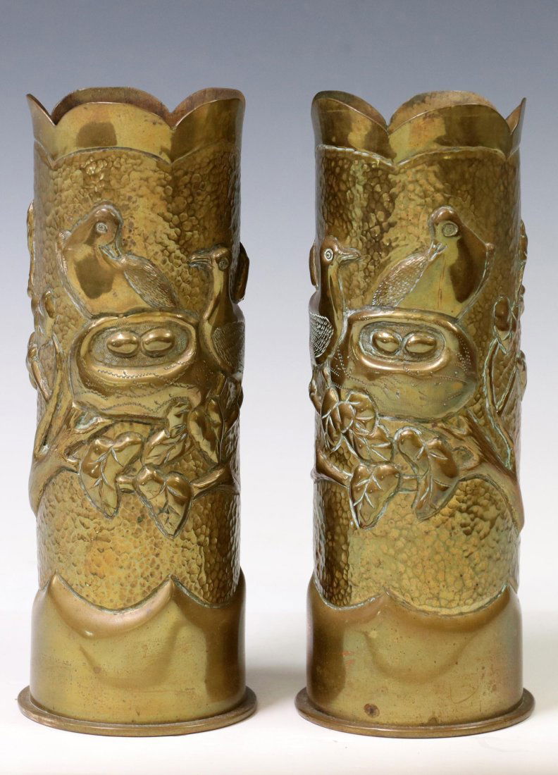 (2) WWI-ERA TRENCH ART ARTILLERY SHELL VASES (1 of 3)