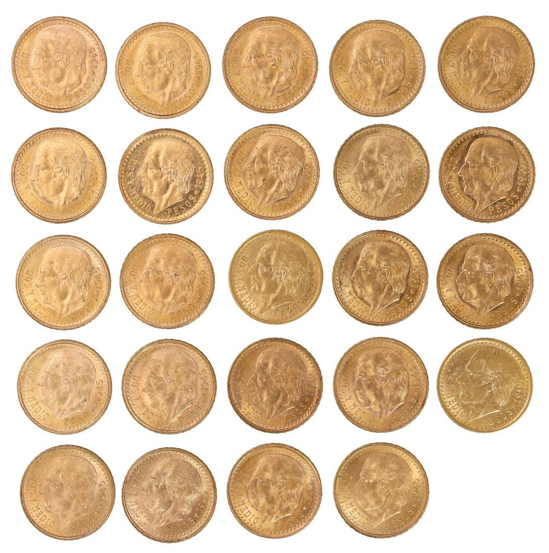 (24) MEXICO DOS PESOS GOLD COINS, 50 GRAMS (1 of 2)