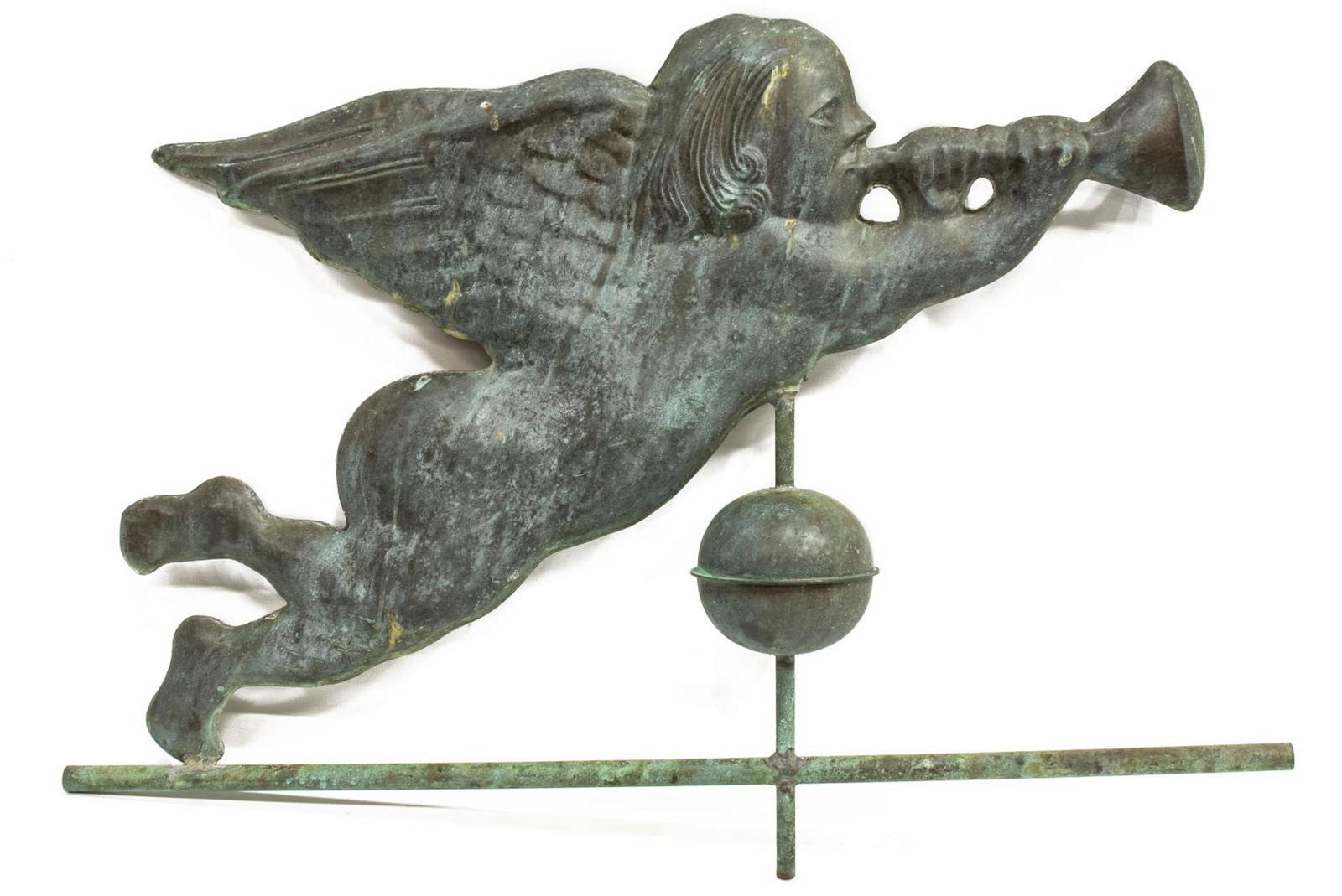 ARCHITECTURAL VERDIGRIS COPPER CHERUB WEATHERVANE (1 of 3)