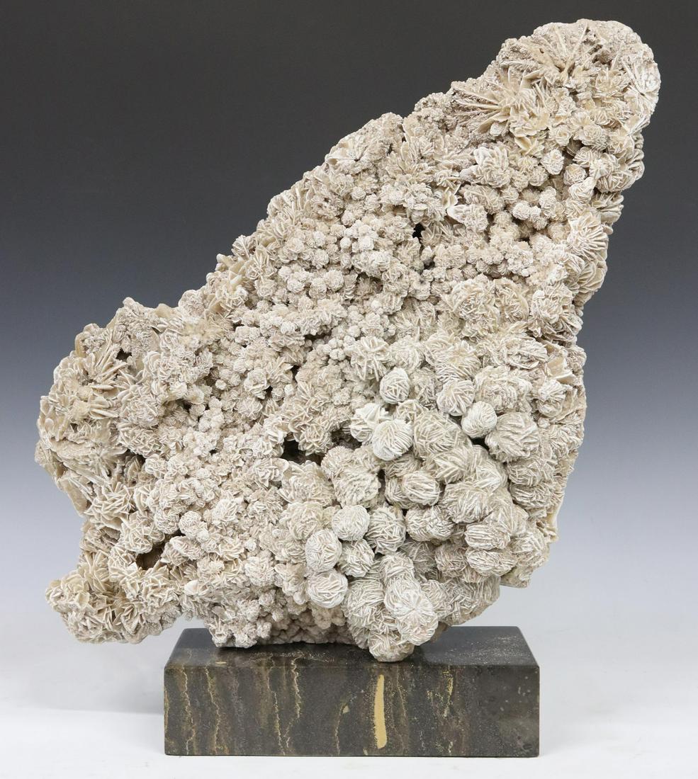 LARGE ROSE SELENITE SPECIMEN ON MARBLE BASE (1 of 3)