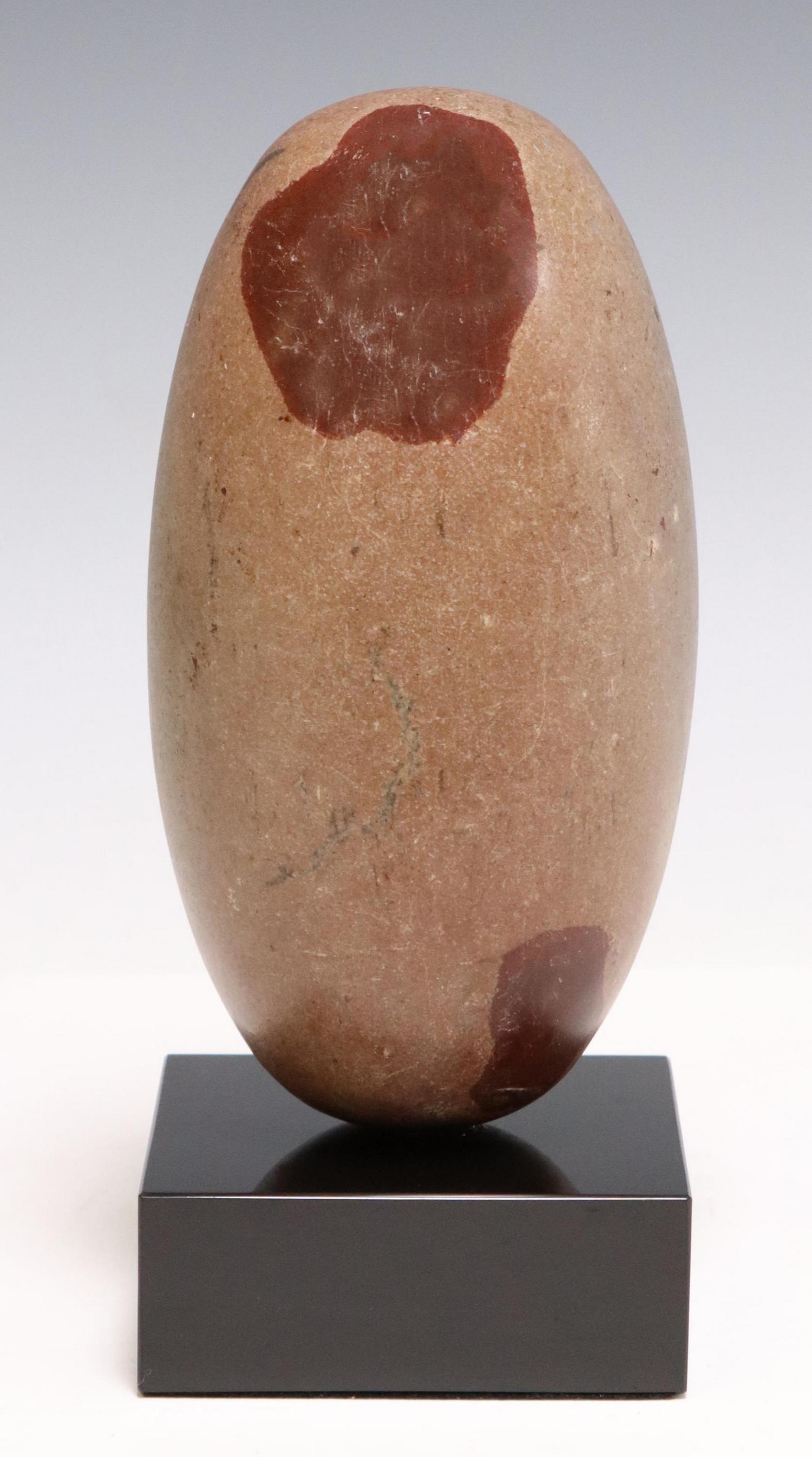 SHIVA LINGAM STONE ON BLACK MARBLE BASE (1 of 2)