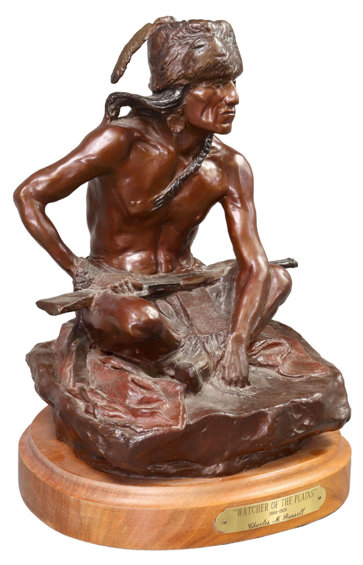 AFTER C.M. RUSSELL BRONZE 'WATCHER OF THE PLAINS' (1 of 7)