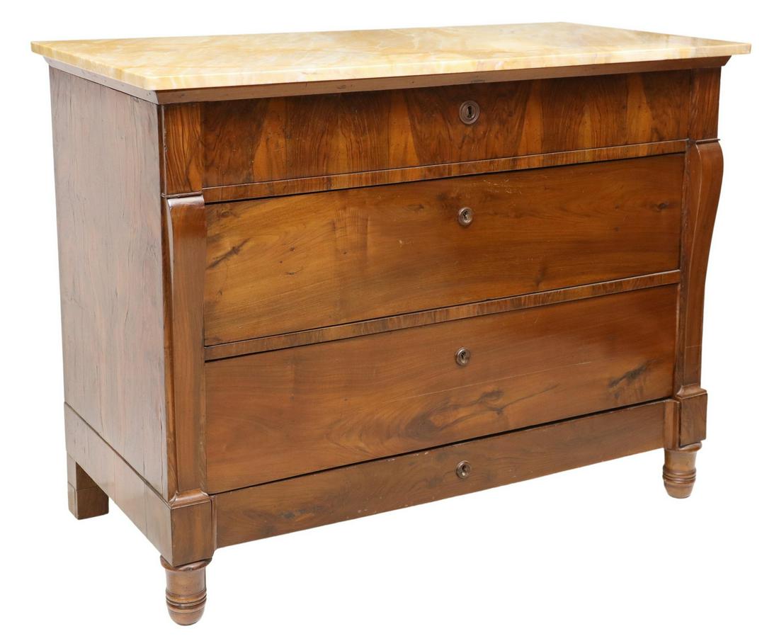 ITALIAN MARBLE-TOP WALNUT COMMODE, 19TH C. (1 of 5)