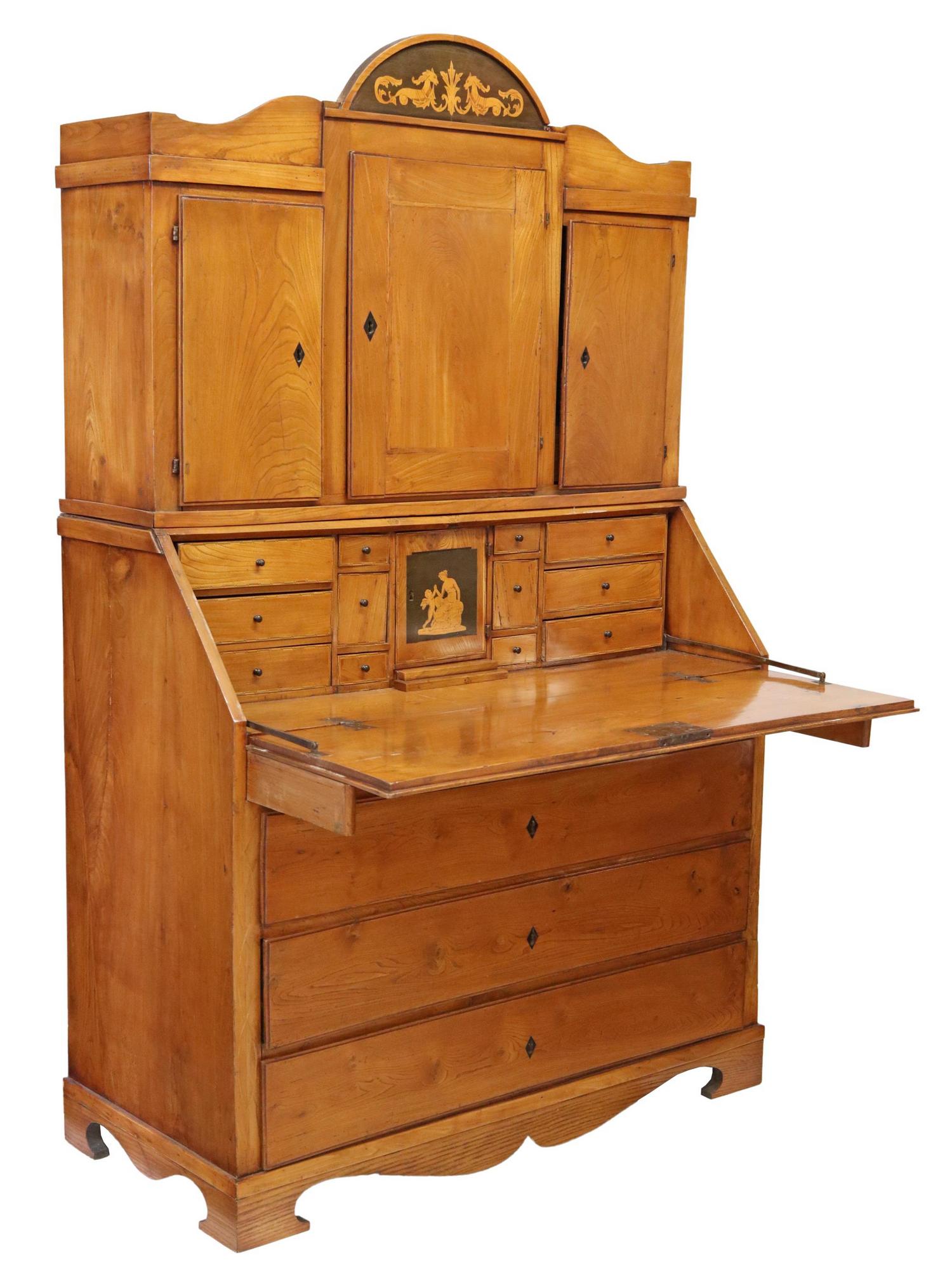 SWEDISH BIEDERMEIER INLAID SECRETARY BOOKCASE (1 of 7)