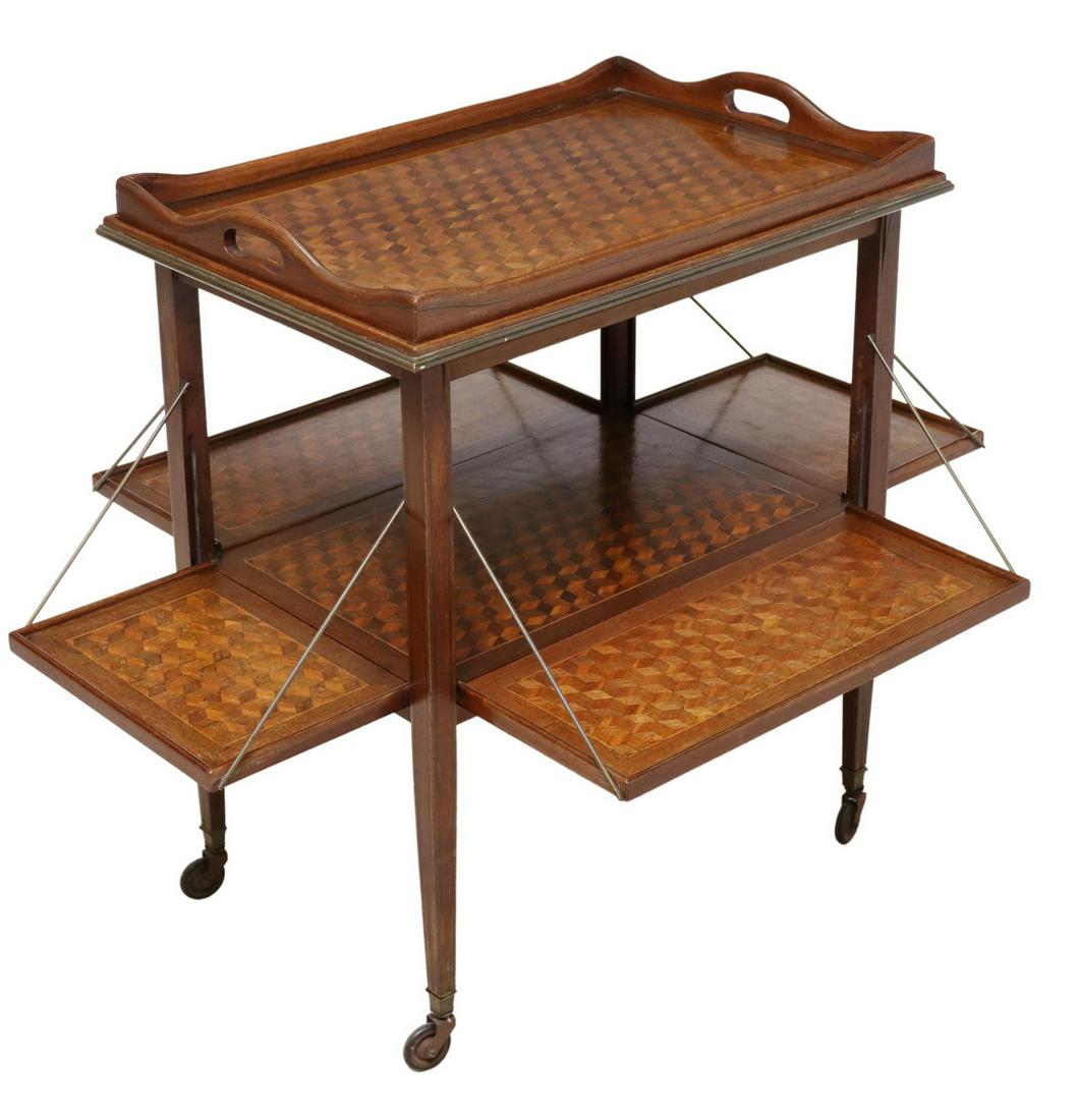 CONTINENTAL PARQUETRY TWO-TIERED TEA SERVICE CART (1 of 6)