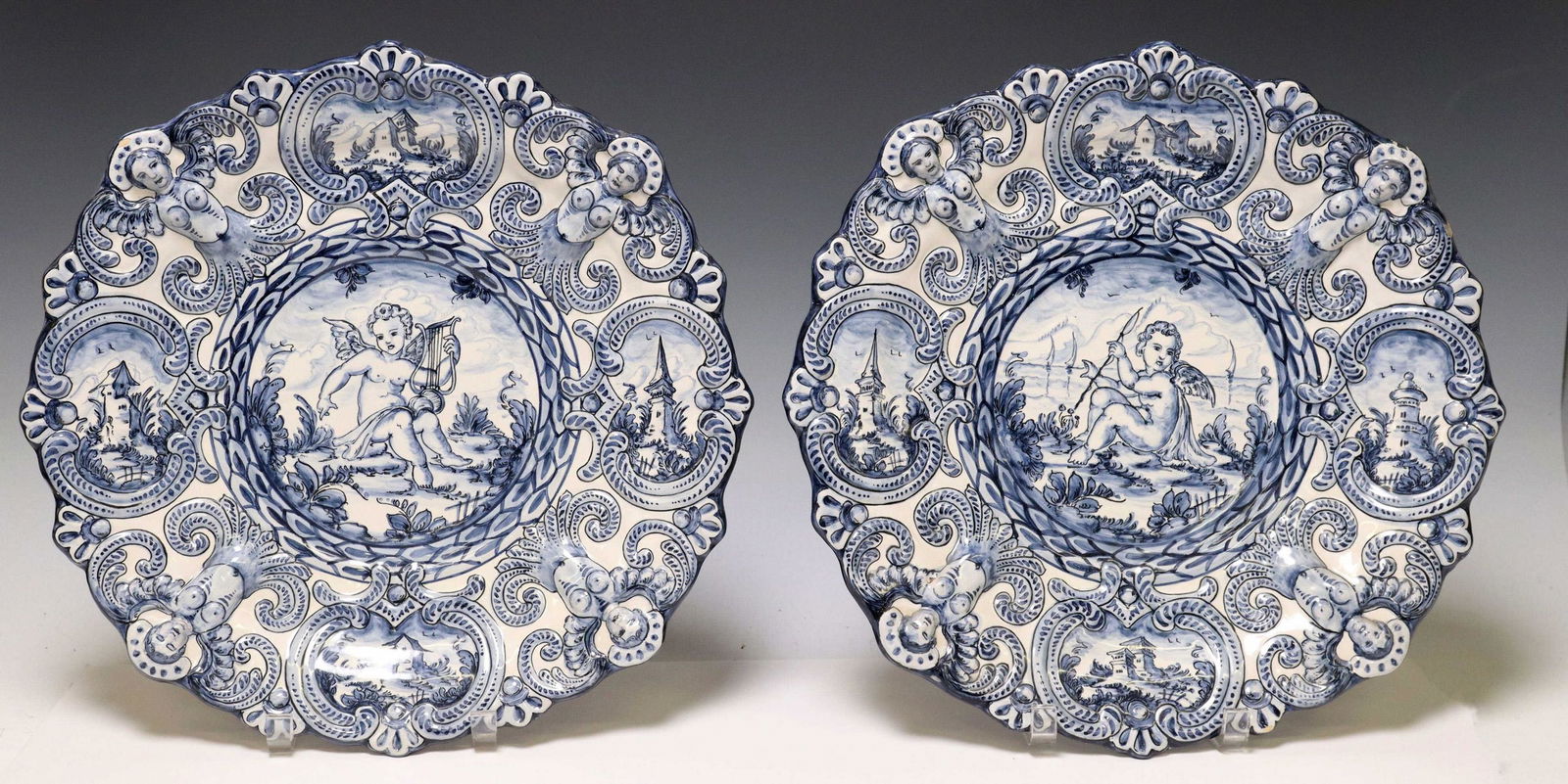(2) ITALIAN ALBISSOLA MAJOLICA CHERUB CHARGERS (1 of 6)