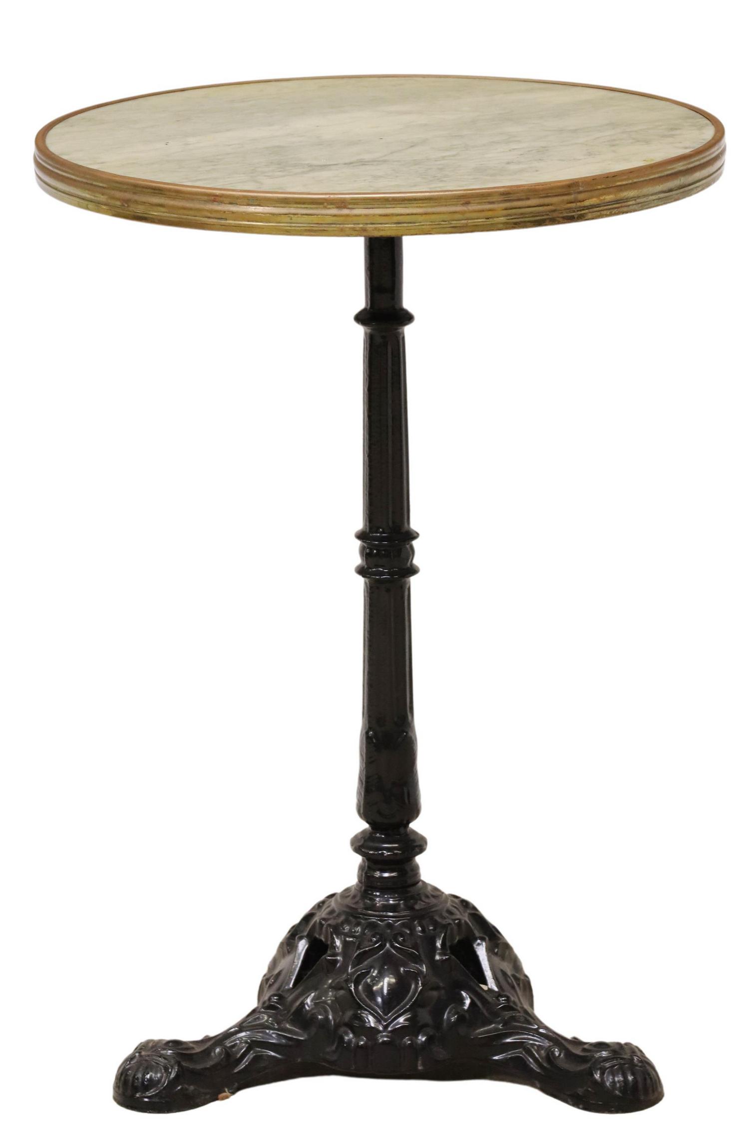 FRENCH CAST IRON & MARBLE BISTRO TABLE (1 of 3)