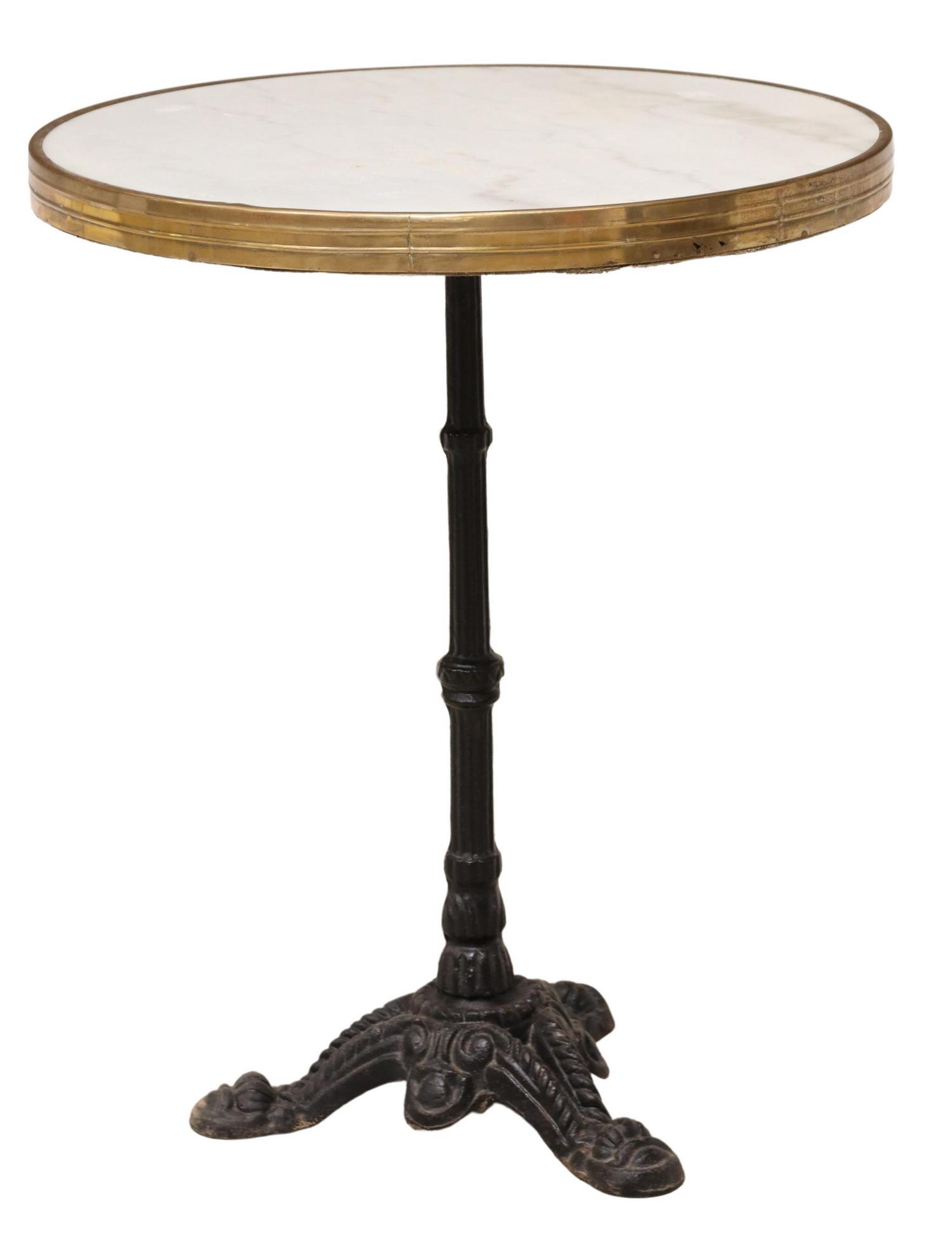 FRENCH CAST IRON & MARBLE BISTRO TABLE (1 of 3)