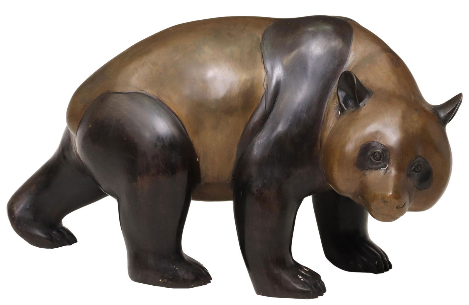 PATINATED BRONZE PANDA BEAR GARDEN SCULPTURE (1 of 4)