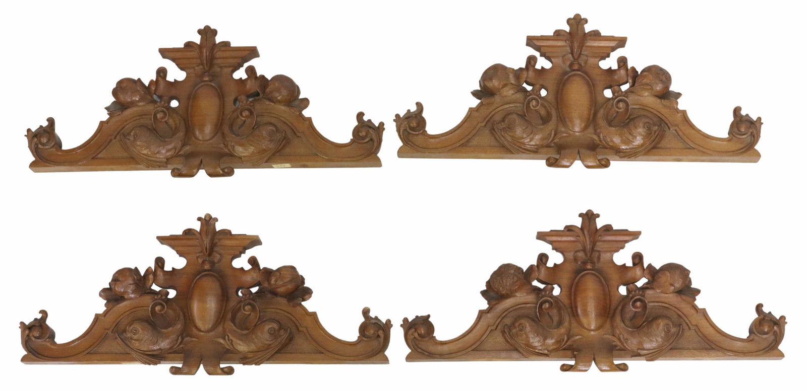 (4) ARCHITECTURAL CARVED WALNUT CRESTS (1 of 2)
