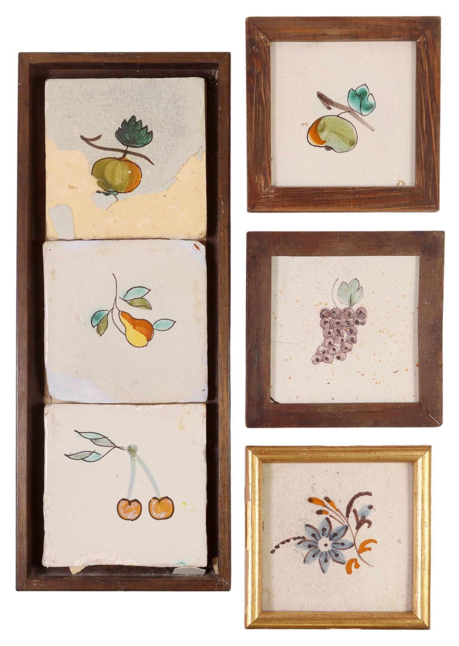 (5) FRAMED HAND-PAINTED MAJOLICA TILES, SPAIN (1 of 2)