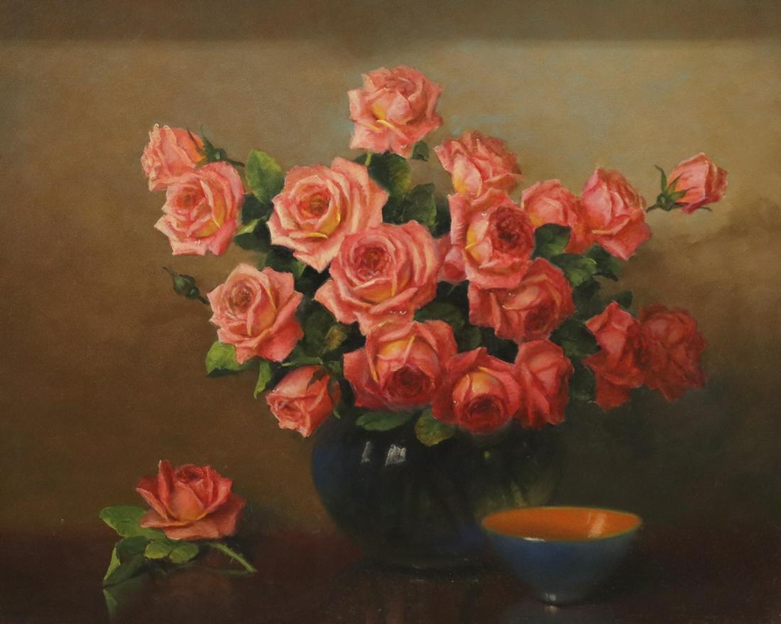 A.D. GREER (TX D.1998) FLORAL STILL LIFE 24" X 30" (1 of 4)