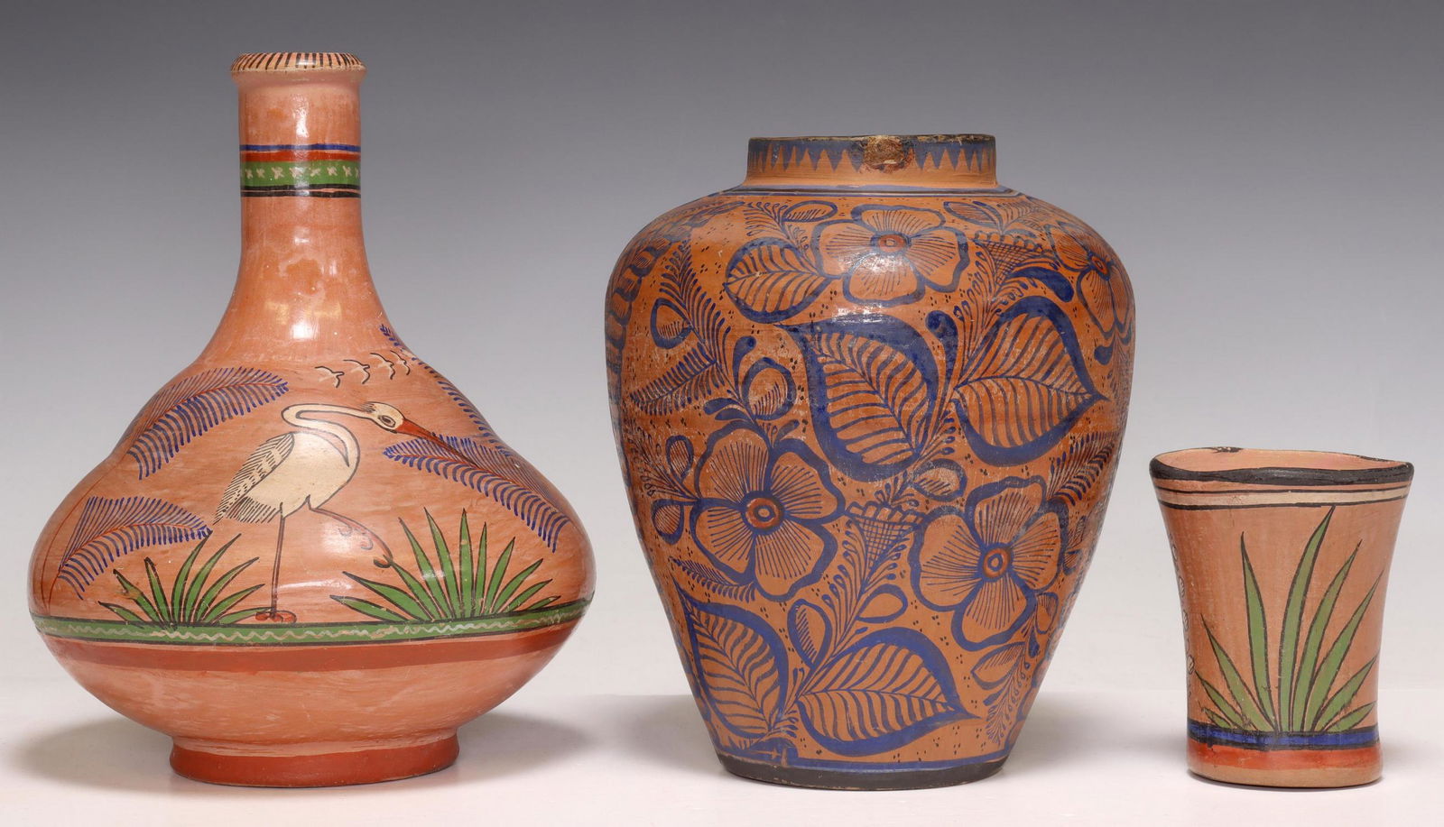 (3) BURNISHED POTTERY VESSELS, TONALA, MEXICO (1 of 4)