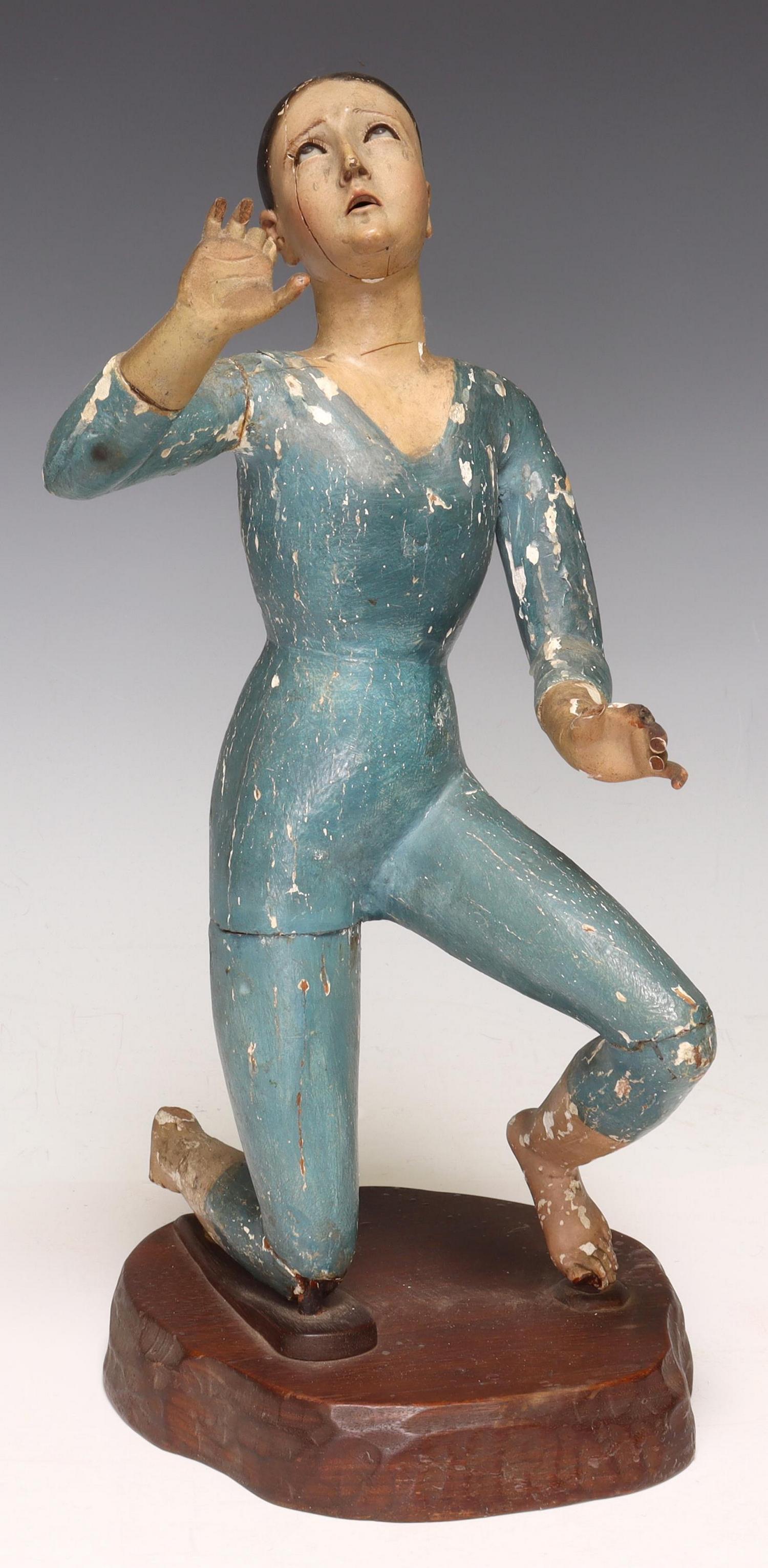 CARVED RELIGIOUS SANTO FIGURE WITH GLASS EYES (1 of 5)