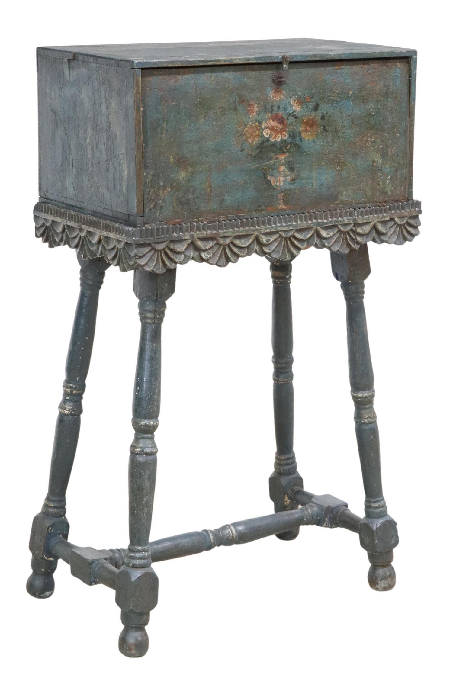 SPANISH PAINT-DECORATED VARGUENO ON STAND (1 of 8)