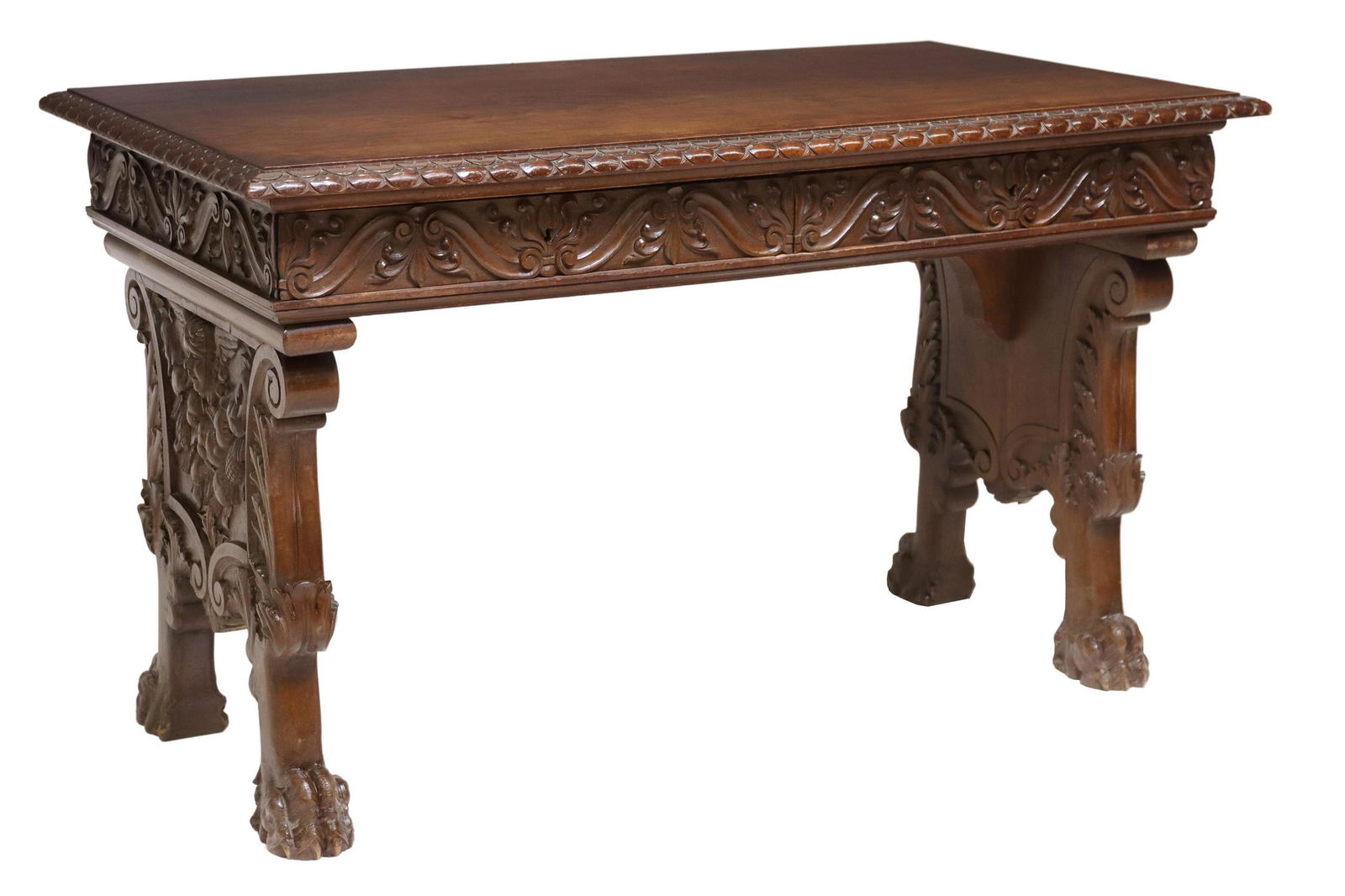 ITALIAN RENAISSANCE REVIVAL CARVED WRITING TABLE (1 of 4)