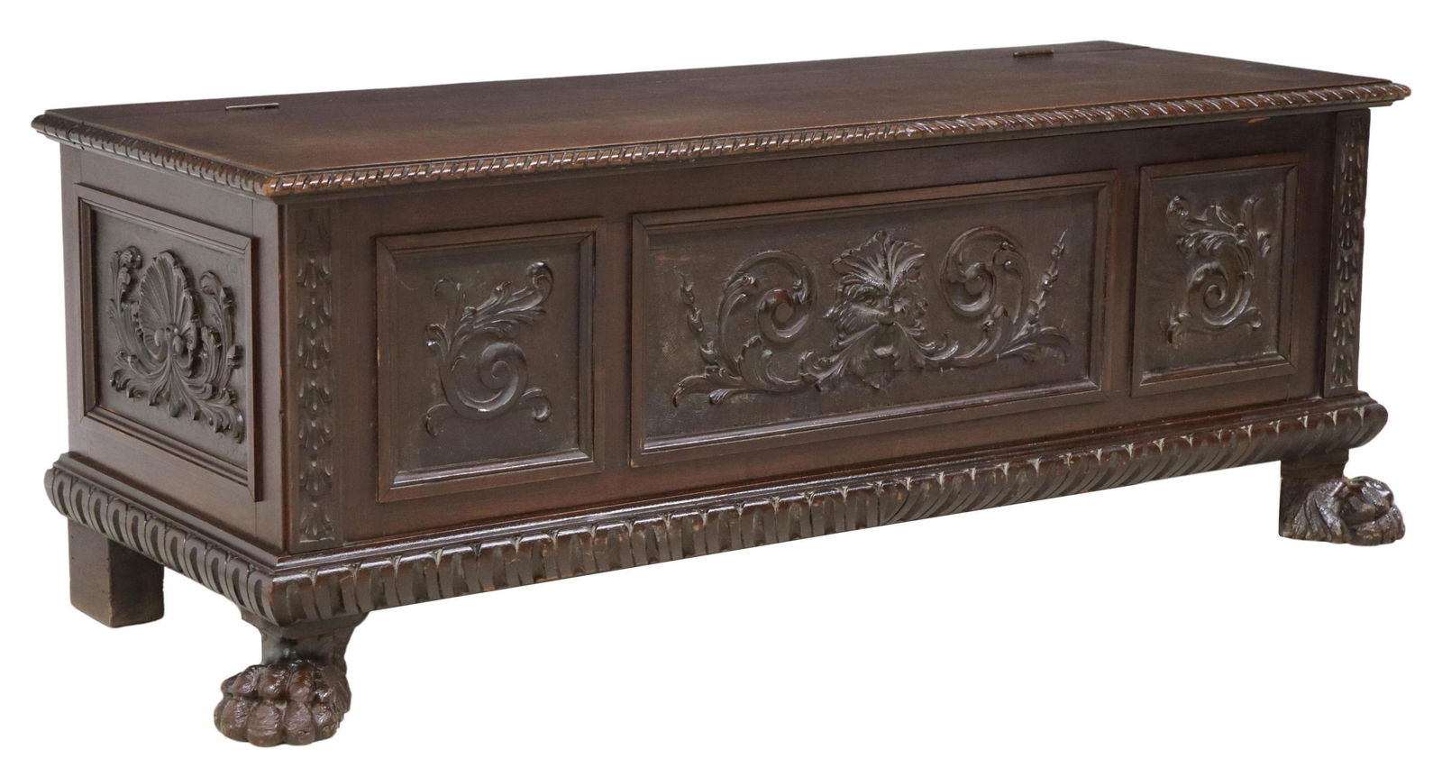 ITALIAN RENAISSANCE REVIVAL CARVED WALNUT COFFER (1 of 5)