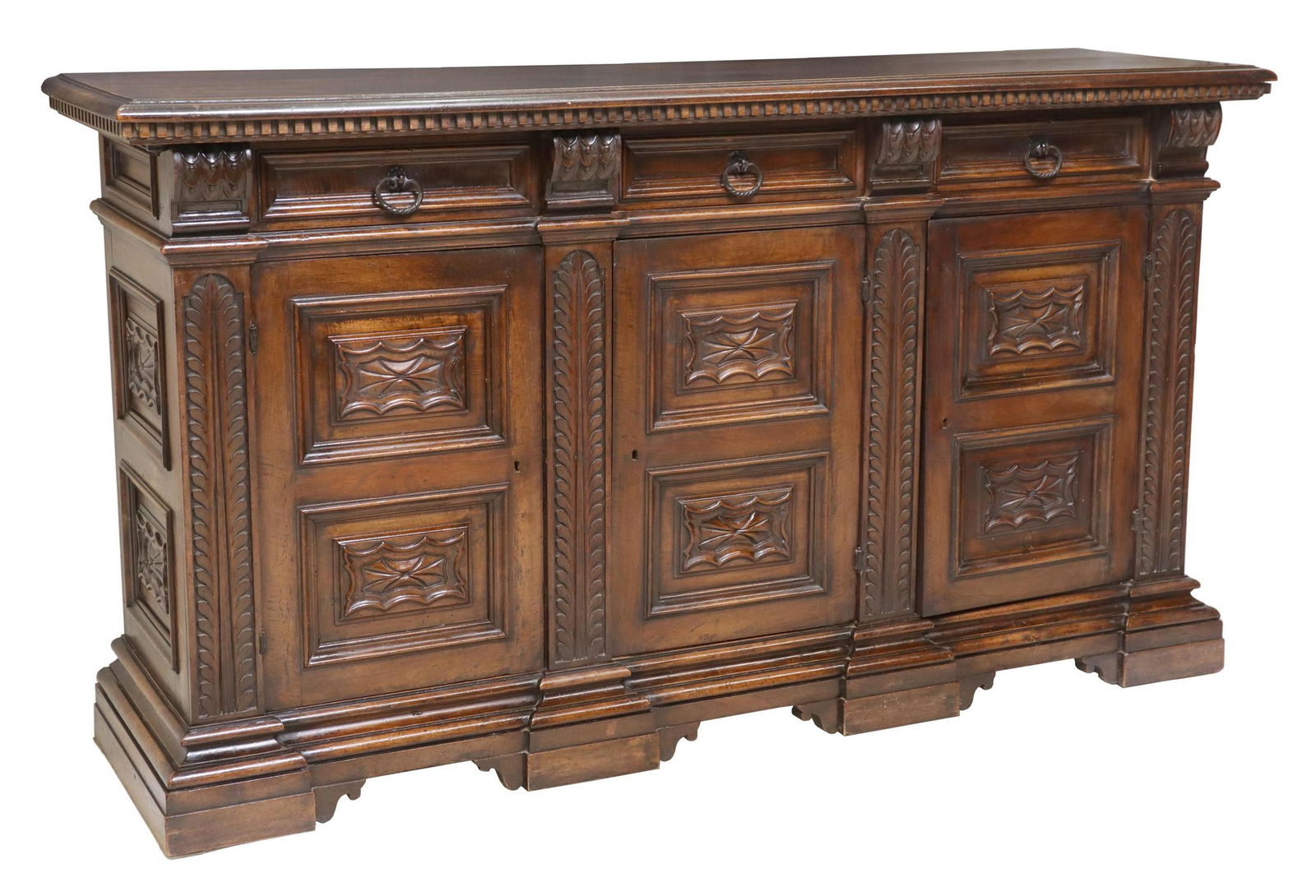 ITALIAN BAROQUE STYLE WALNUT SIDEBOARD, 74"W (1 of 6)