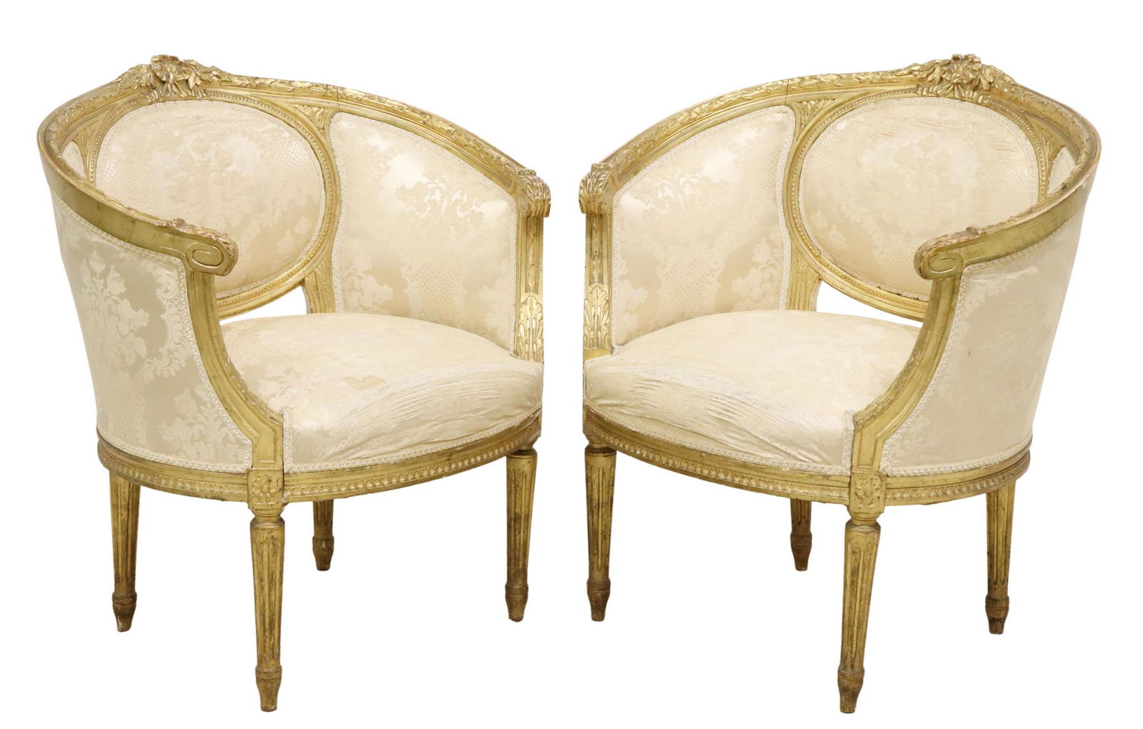 (2) LOUIS XVI STYLE GILTWOOD BERGERES GONDOLE (1 of 3)