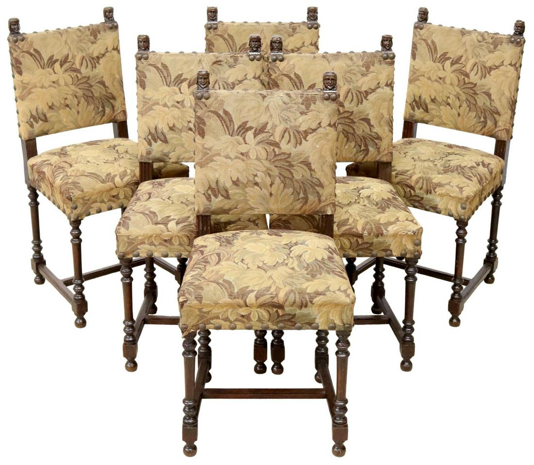 6) RENAISSANCE REVIVAL TAPESTRY UPHOLSTERED CHAIRS (1 of 4)