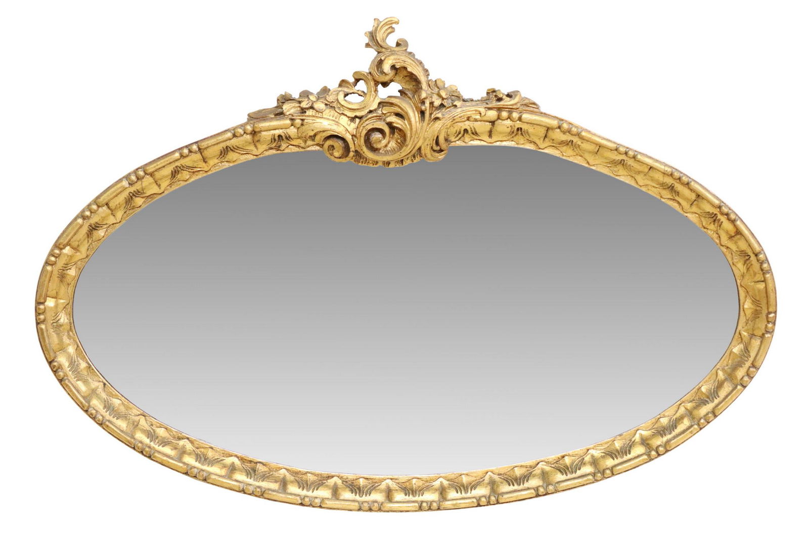 ITALIAN BAROQUE STYLE GILTWOOD OVAL WALL MIRROR (1 of 3)