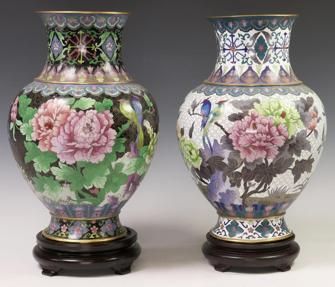 (2) LARGE CHINESE CLOISONNE ENAMEL VASES (1 of 3)