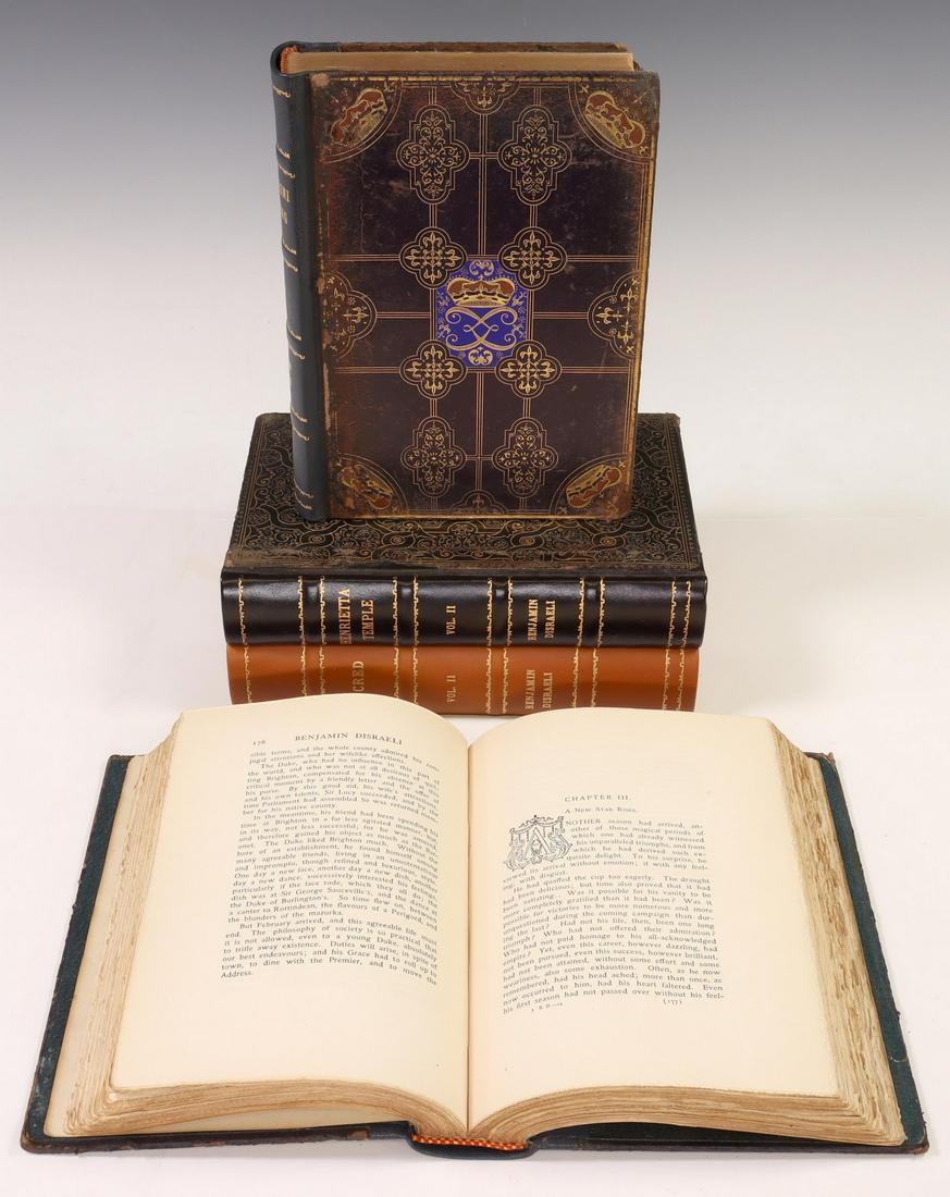 4) LEATHER-BOUND BOOKS: WORKS OF BENJAMIN DISRAELI (1 of 6)
