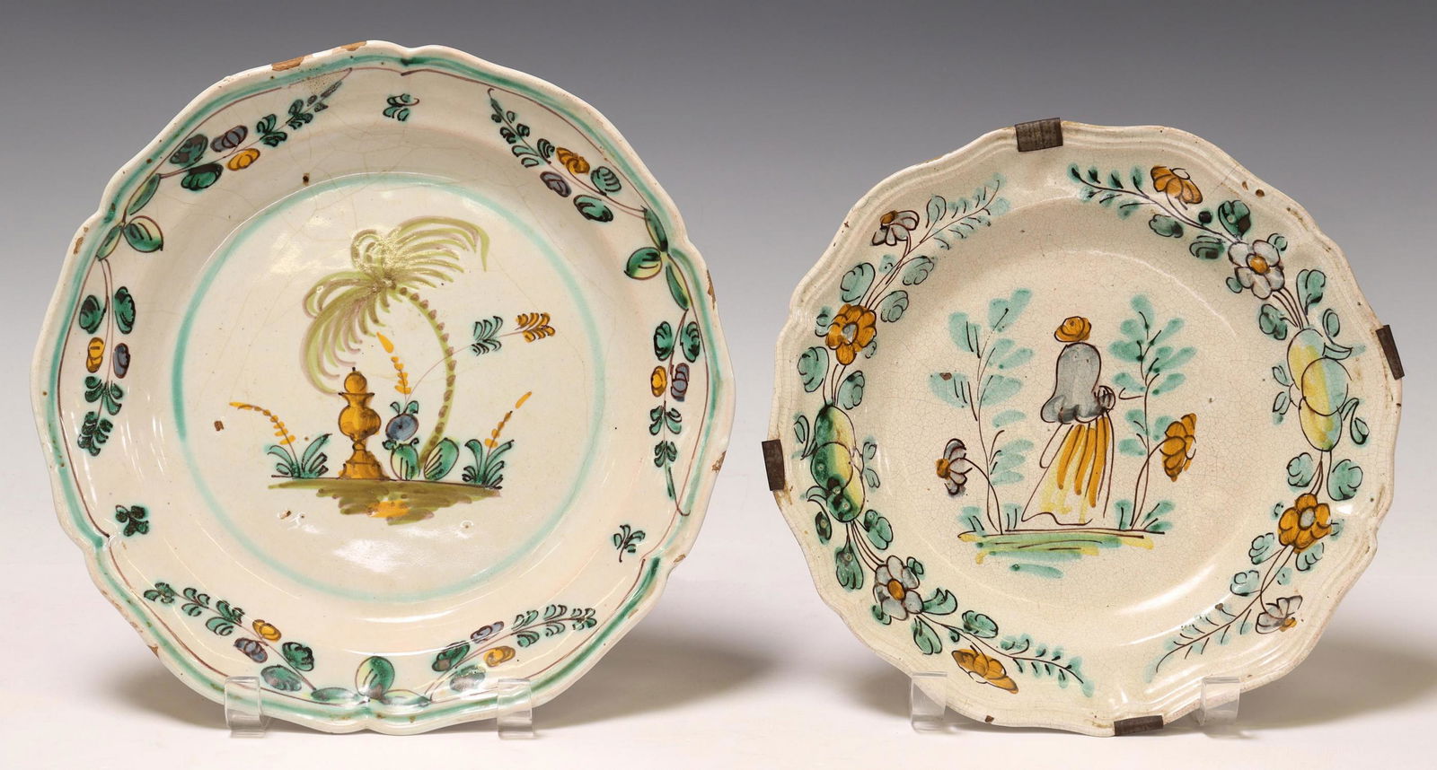 (2) DELFT TIN-GLAZED EARTHENWARE PAINTED PLATES (1 of 2)