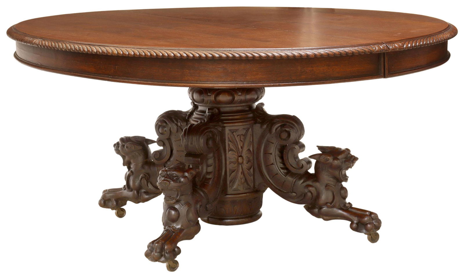 FRENCH RENAISSANCE REVIVAL OAK EXTENSION TABLE (1 of 5)