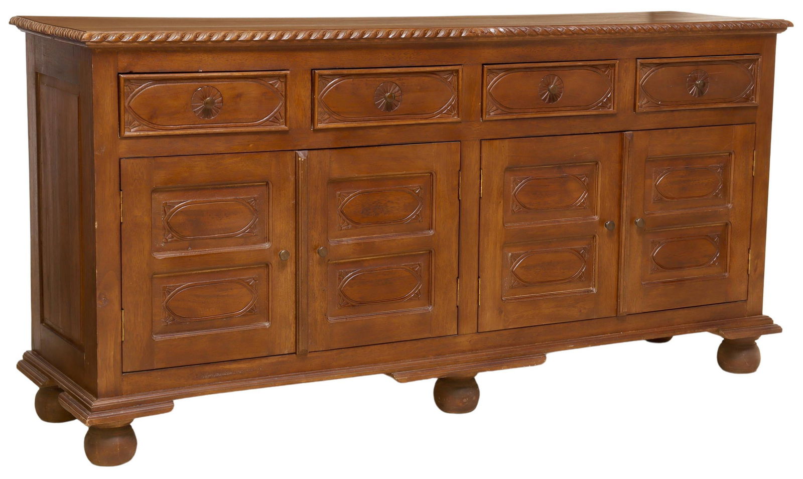 RUSTIC FOLIATE CARVED & PANELED SIDEBOARD (1 of 6)