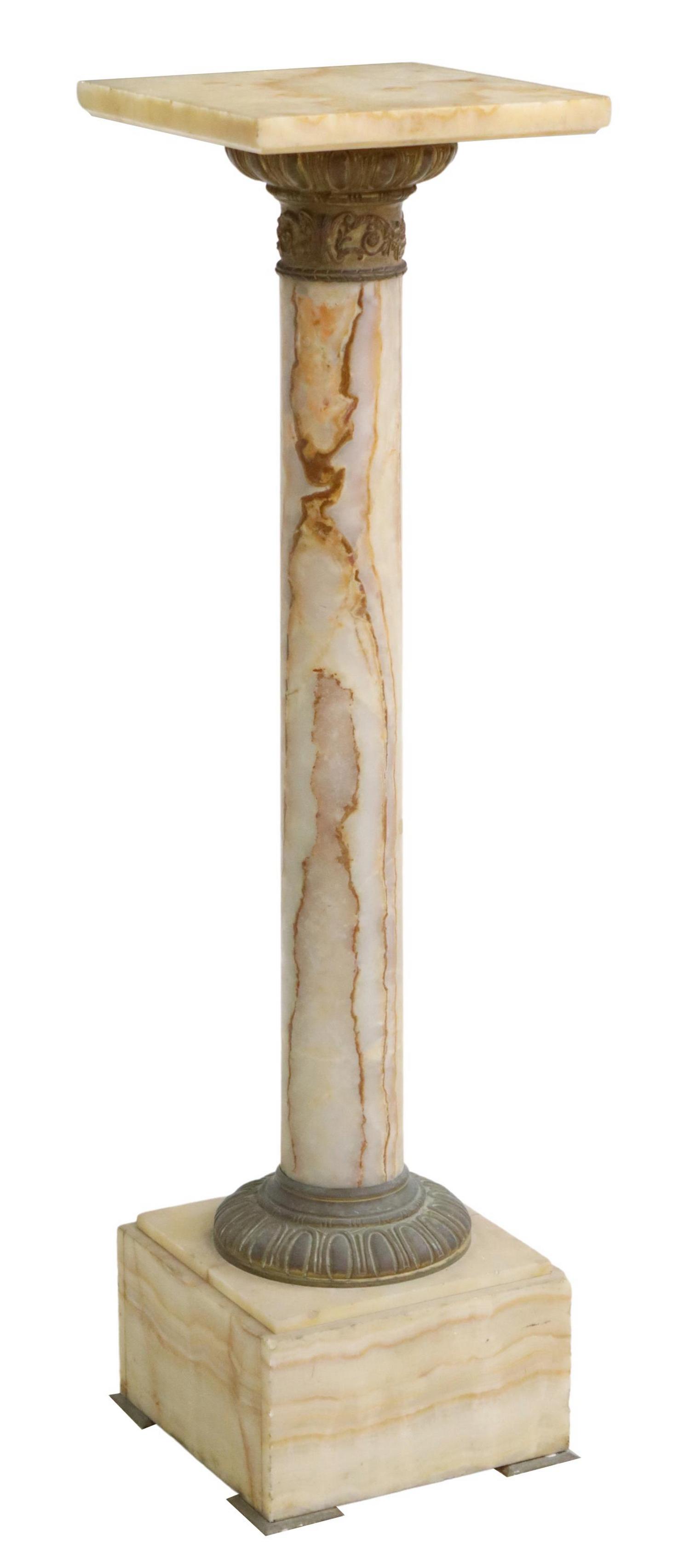 ITALIAN BRONZE-MOUNTED ONYX COLUMN PEDESTAL STAND (1 of 4)