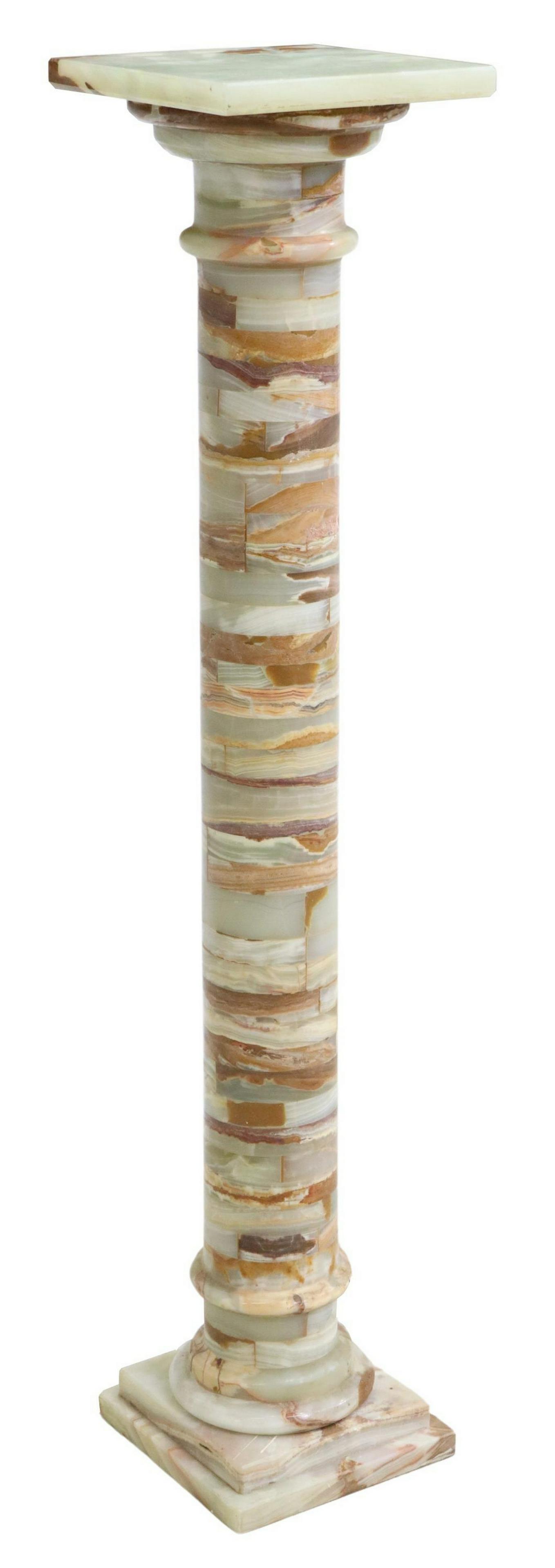 ITALIAN GREEN ONYX TILED COLUMN PEDESTAL (1 of 5)
